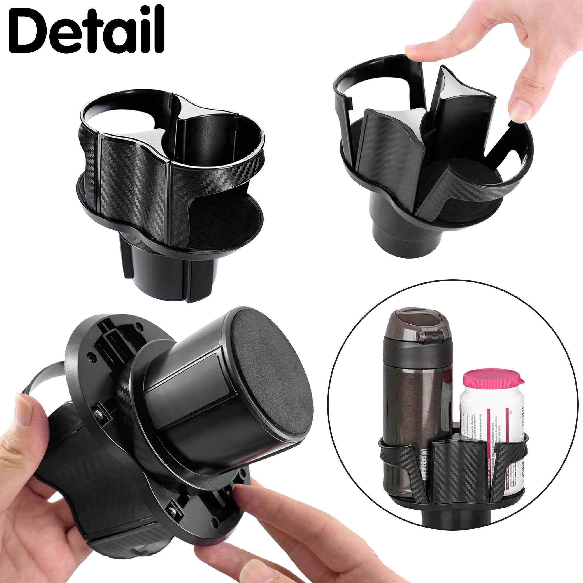 Reofrey 2-in-1 Multifunctional Car Cup Holder Expander Adapter, Universal Double Cup Holder with Adjustable Bracket, Elastic Ope