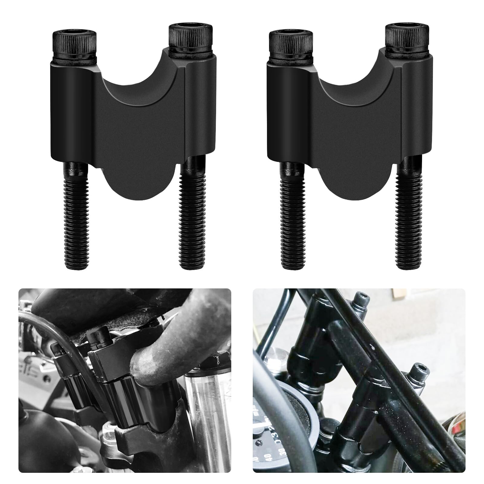Matt Black 7/8'' Handlebar Risers 30Mm Height Mount Clamp Kit Compatible With Motorcycle Atv Kawasaki Honda Suzuki Yamaha Dirt B