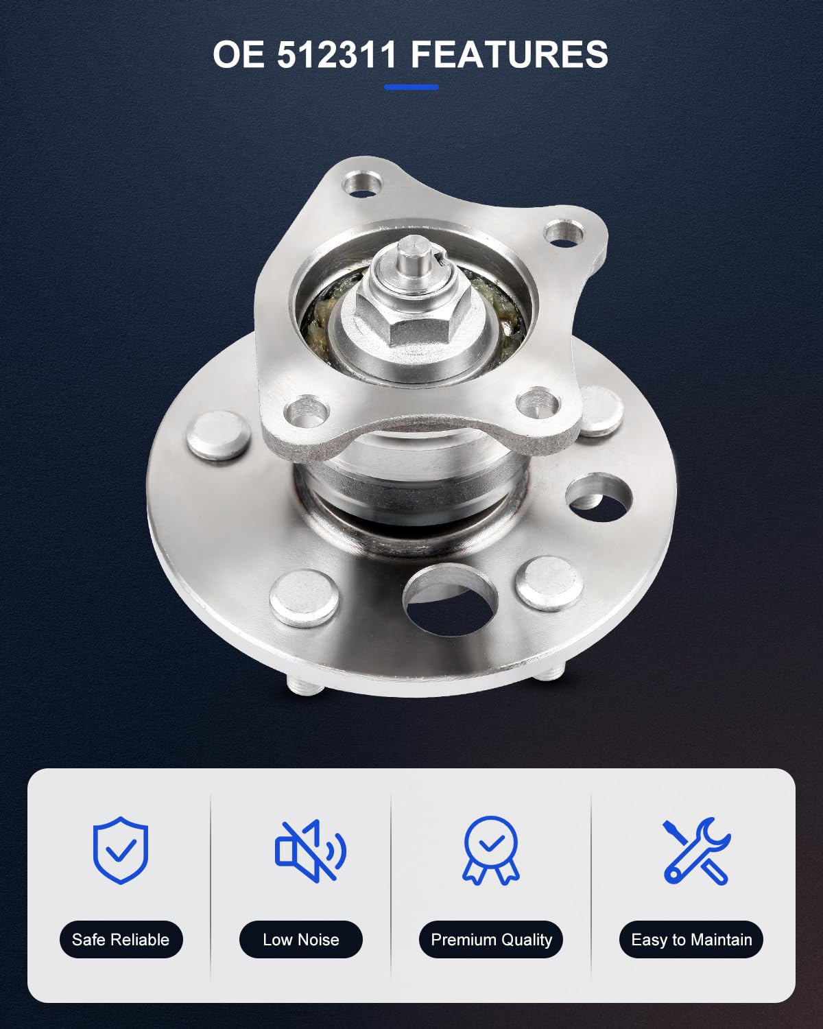 ECCPP Replacement for Pair of 2 New Complete Rear Wheel Hub Bearing Assembly 5 Lugs for 1999-2004 Toyota 512311 x2