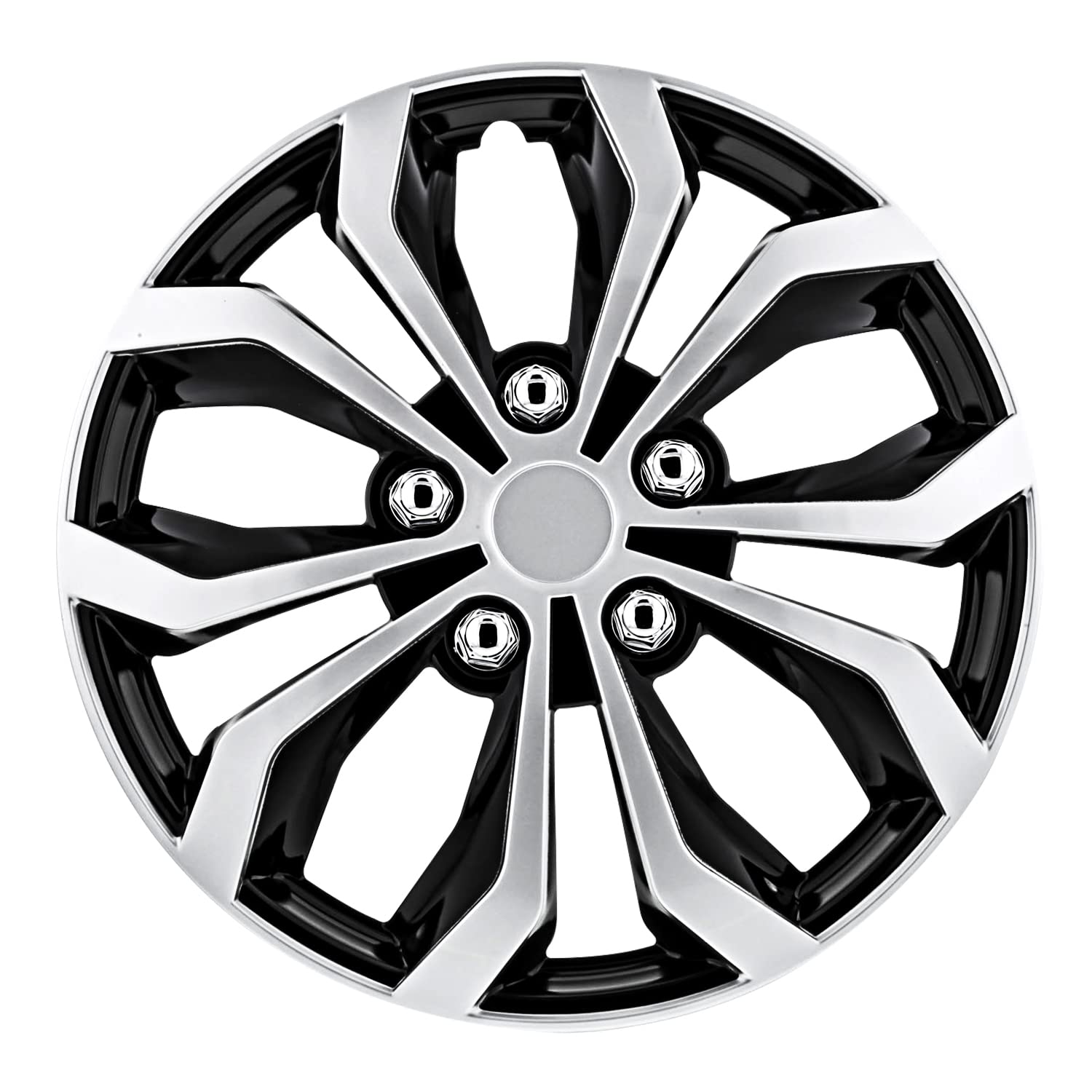 Pilot Automotive Wh553-17S-Bs 17 Inch Spyder Black & Silver Universal Hubcap Wheel Covers For Cars - Set Of 4 - Fits Most Cars