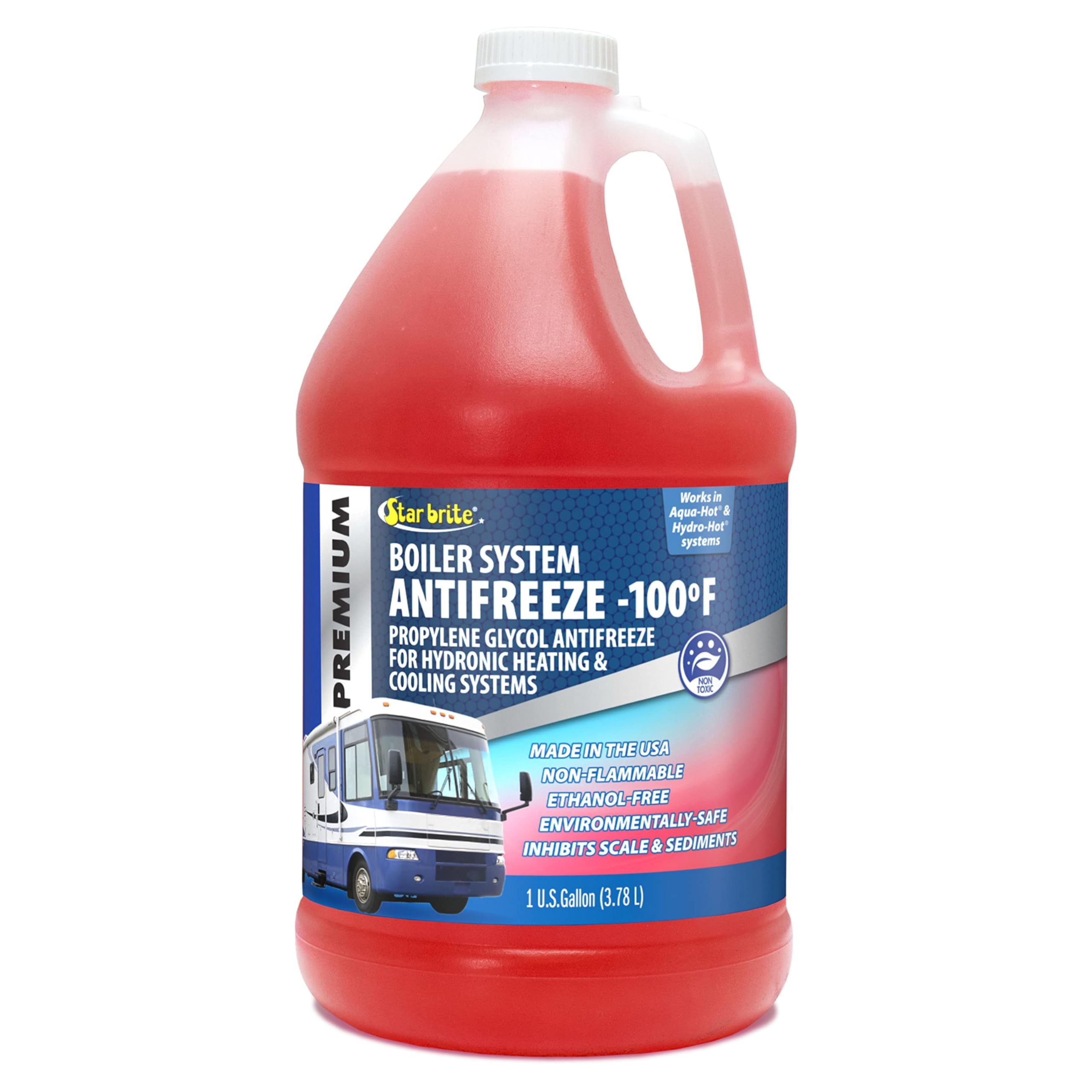 Star Brite Premium -100° Boiler System Antifreeze - Propylene Glycol Heating & Cooling Fluid - Made In Usa - 1 Gallon (032700)