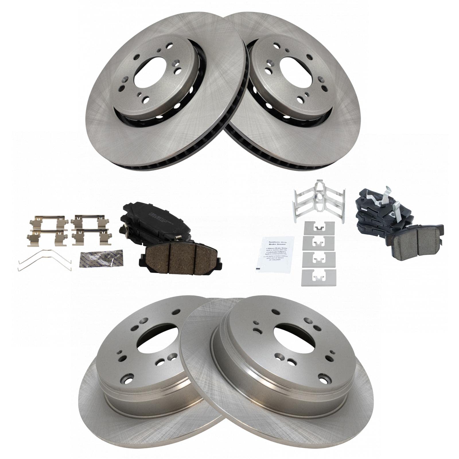 Trq Front And Rear Brake Pad & Rotor Kit Brake Pads Brake Rotor Ceramic Compatible With 2013-2018 Acura Rdx