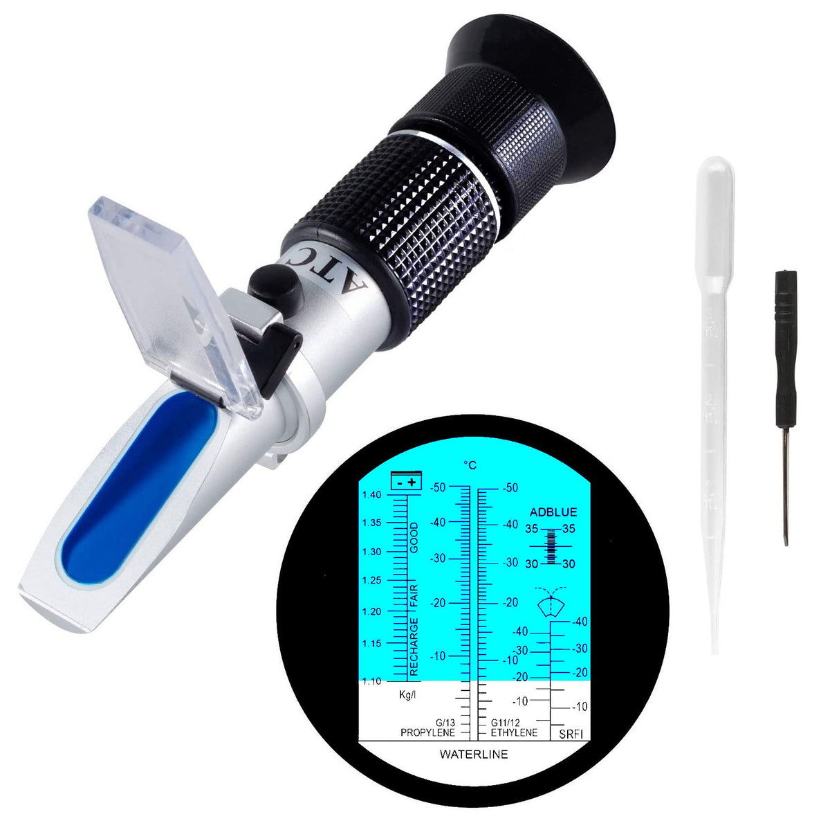 XinJiaYi 4-in-1 Antifreeze Refractometer, Antifreeze Tester with ATC, Antifreeze Coolant Refractometer for Automobile Antifreeze
