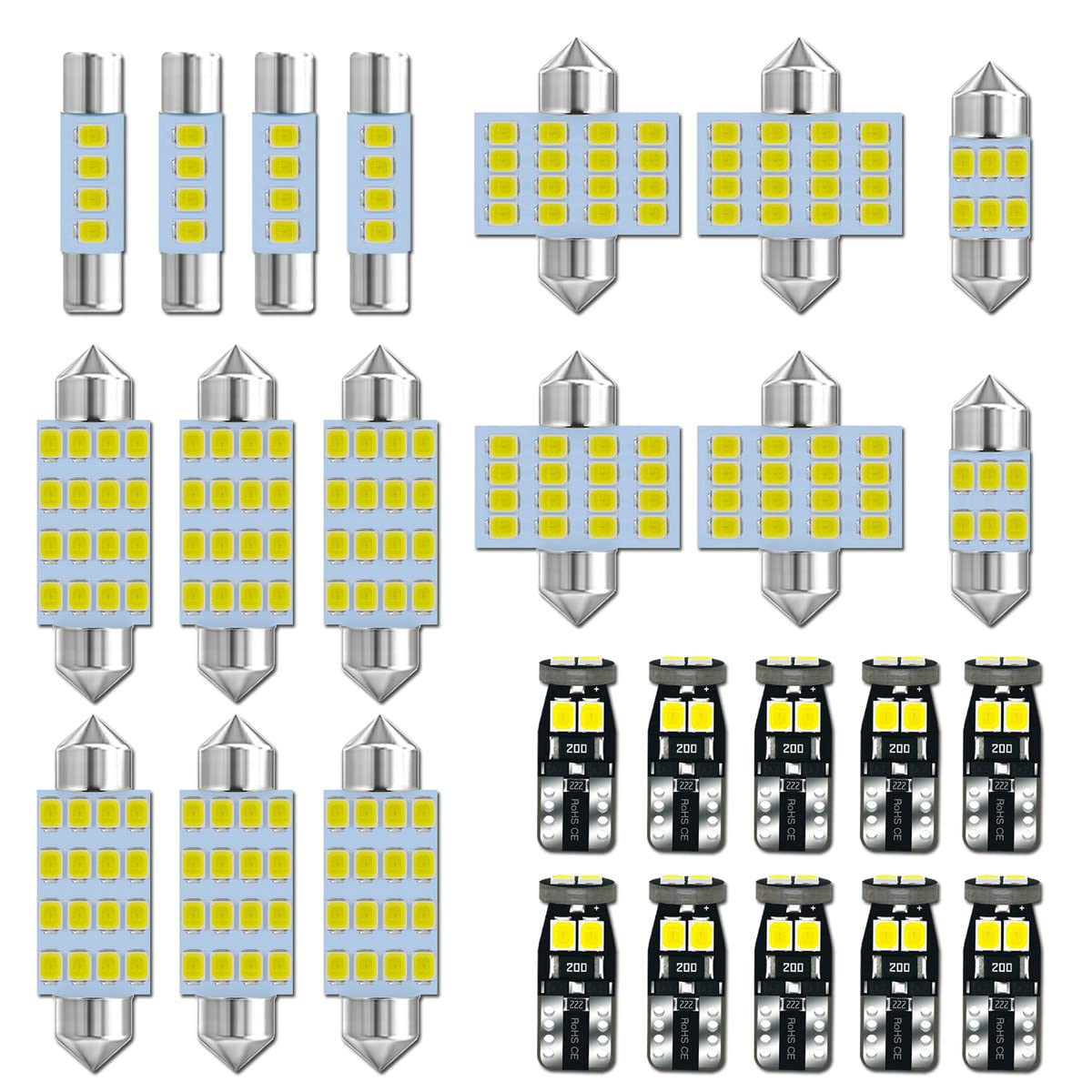 Ebaifun 26-Pack 6000K White 12V De3175 6411 T10 2825 6612F 6615F 31Mm 41Mm Led Bulb Kit For Car Truck Interior Map Dome Vanity M