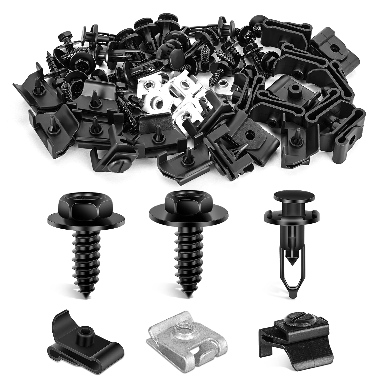 Gooacc 60Pcs Rear Bumper Cover Push-Type Retainer Fender Wheel Housing U-Nut Indented Screw Bumper Cover Clip For Lexus Scion To