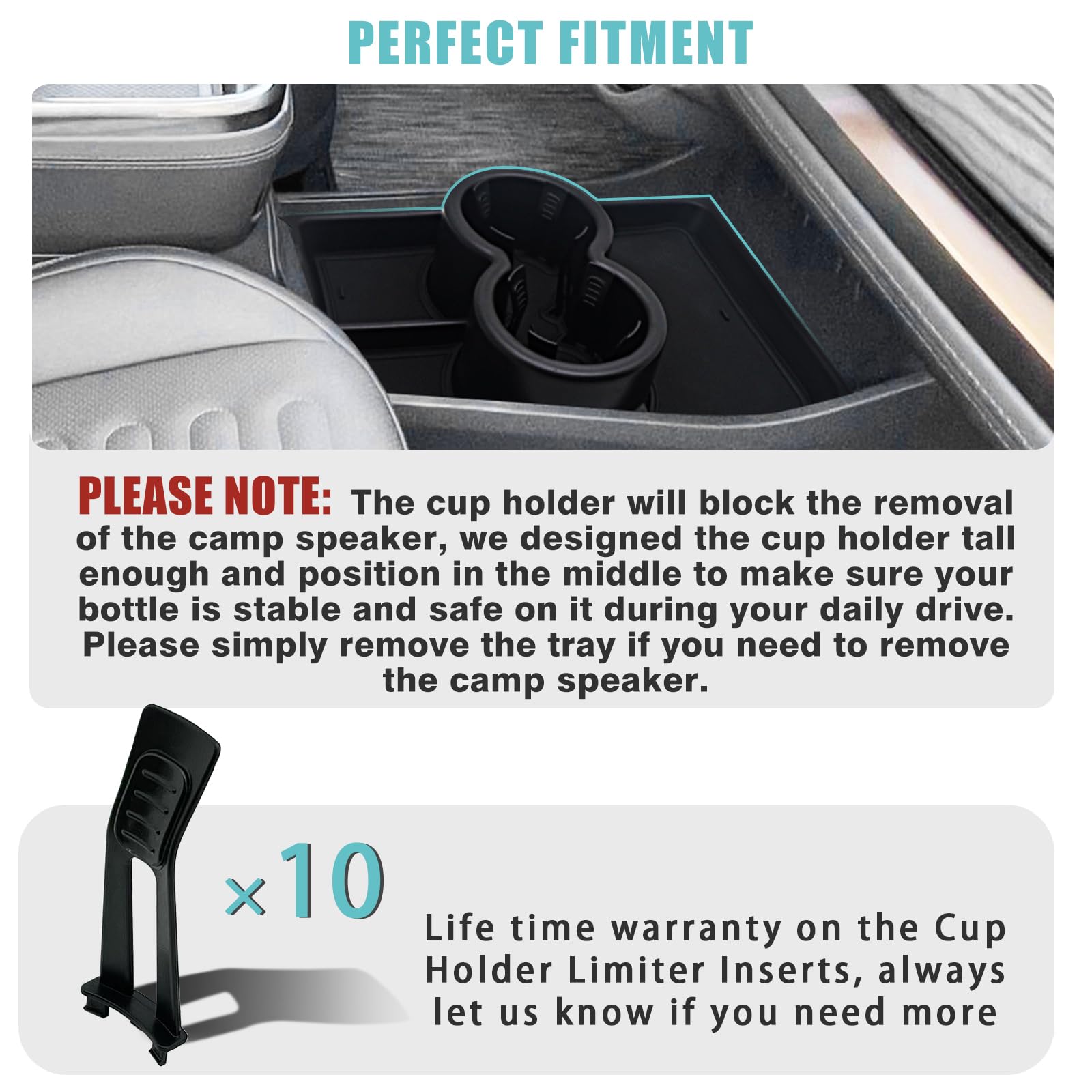 Bestevmod For Rivian R1T & R1S Armrest Storage Box And Cup Holder Lower Center Console Organizer Tray 2Pcs With Pvc Trim Compati