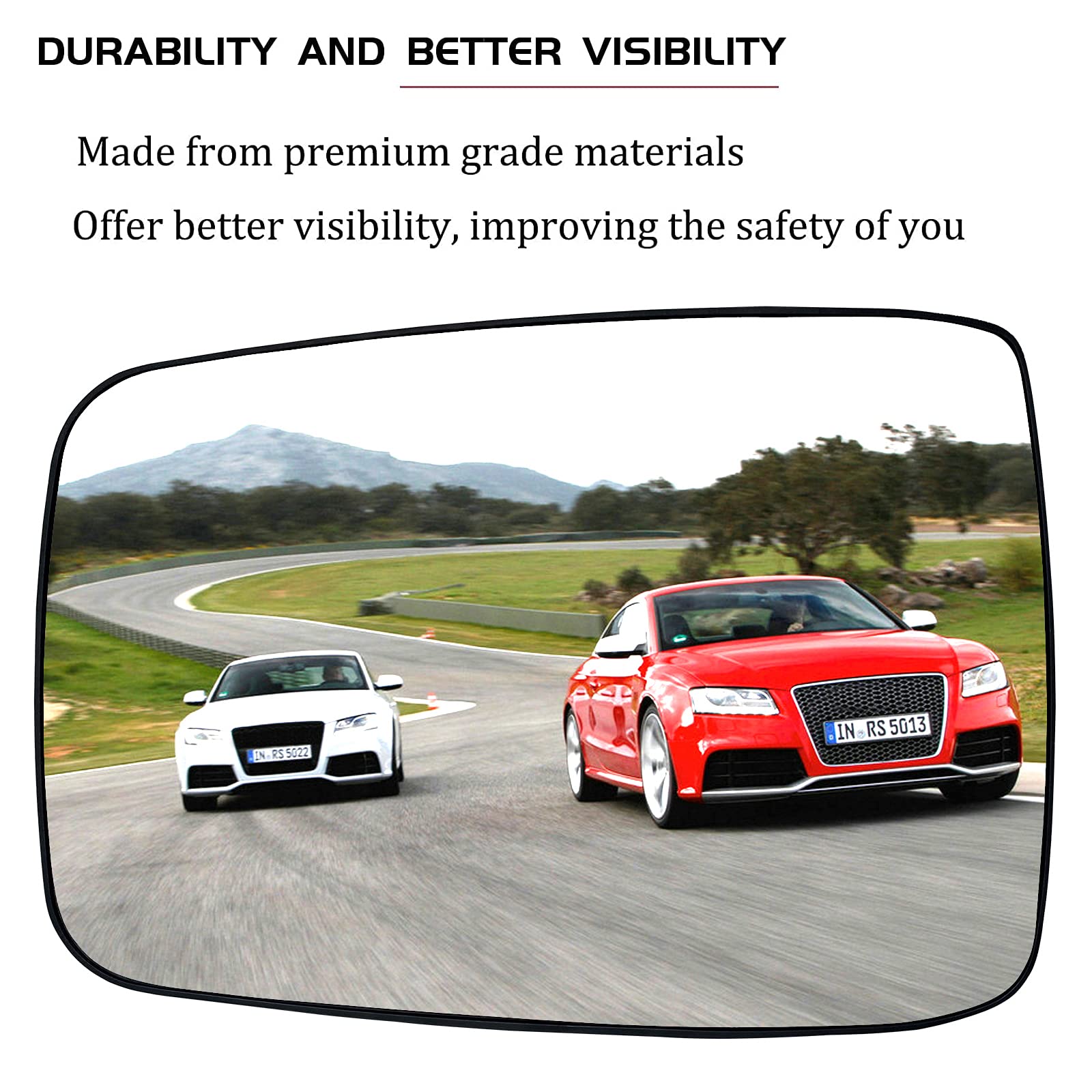 Driver Left Side Heated Mirror Glass Replacement for 2009-2018 Dodge Ram 1500 2500 - Side View Heated Convex Mirror Glass with R