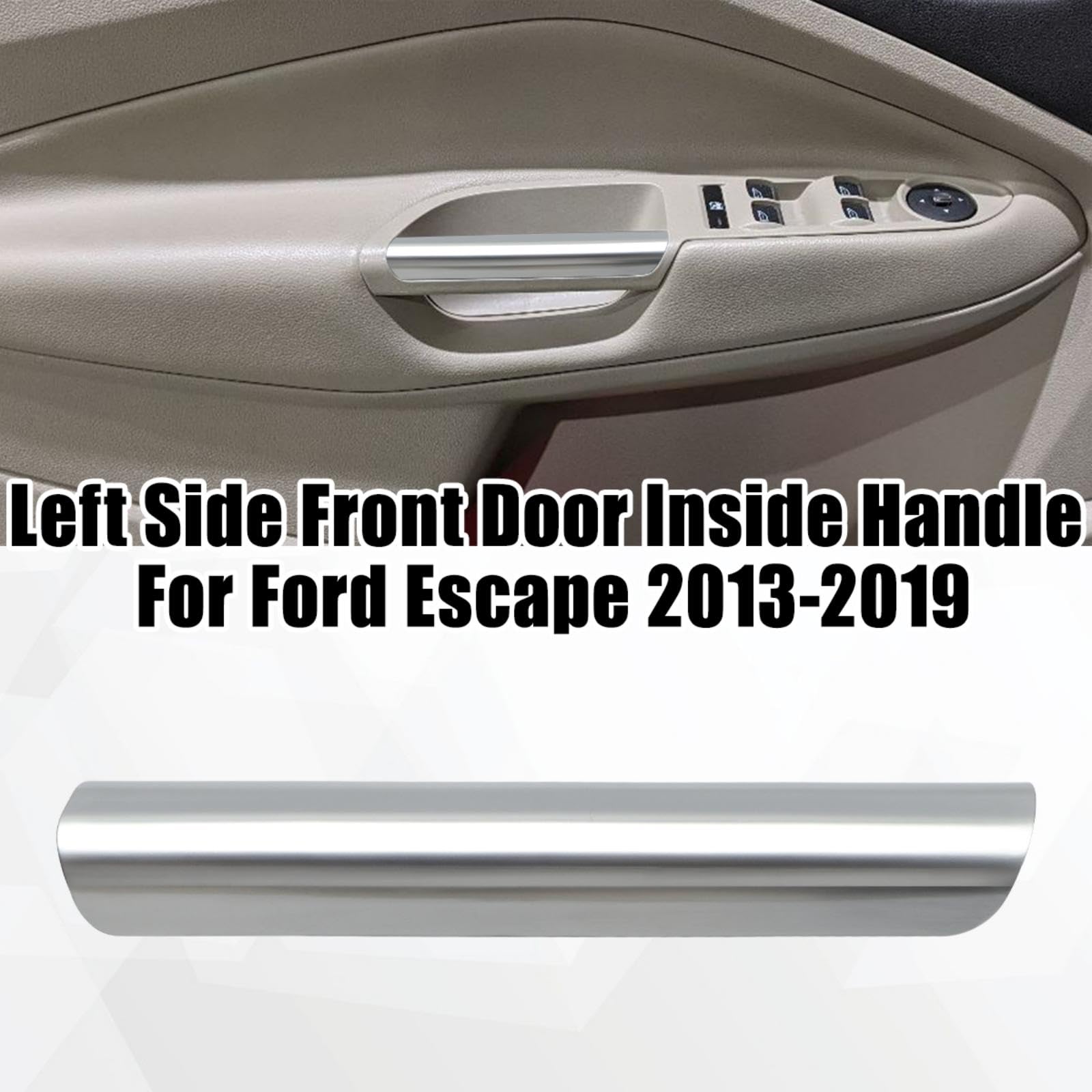 Jerbor Silver Interior Armrest Front Pull Lh Door Handle Grab Trim Fit For 2013-2019 Ford Escape Replace Cj5Z7822621Ba