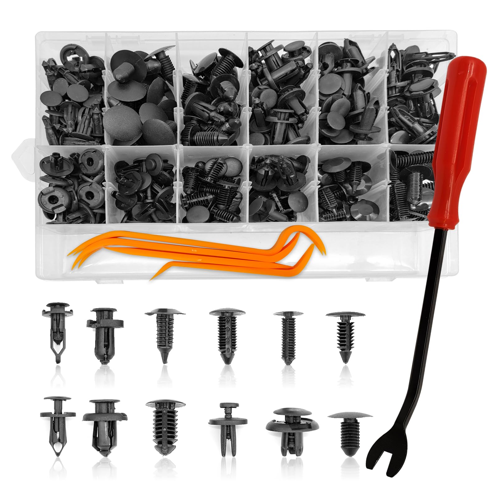 240pcs Car Plastic Push Pin Rivet Fasteners, Car Retainer Clips Plastic Fasteners Kit with Remover Tool, Assortment Universal Re