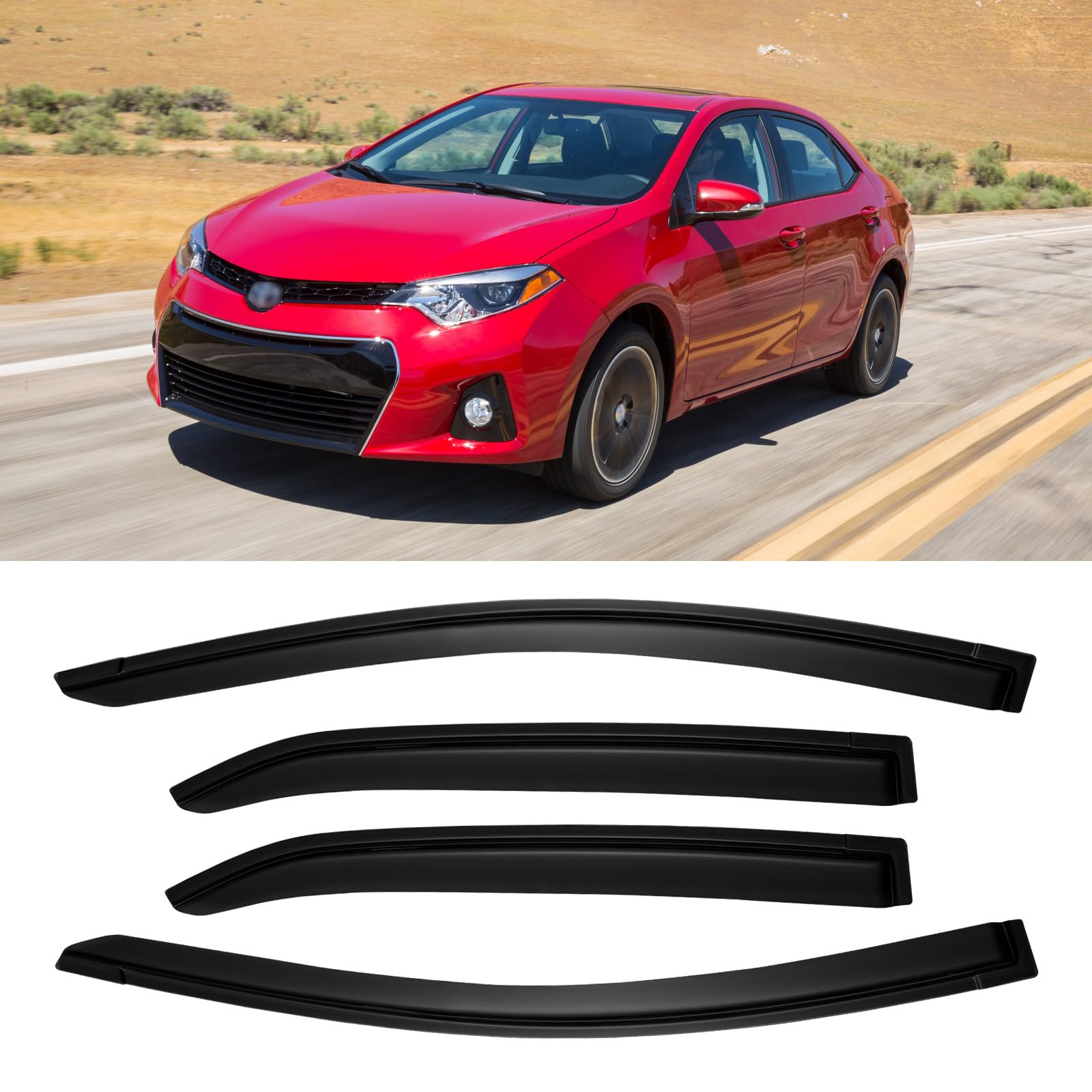 Window Rain Guards for 2014-2019 Toyota Corolla, Window Visor Guard Vent Wind Shade Deflector Rain Shield Protector Sun for 14-1