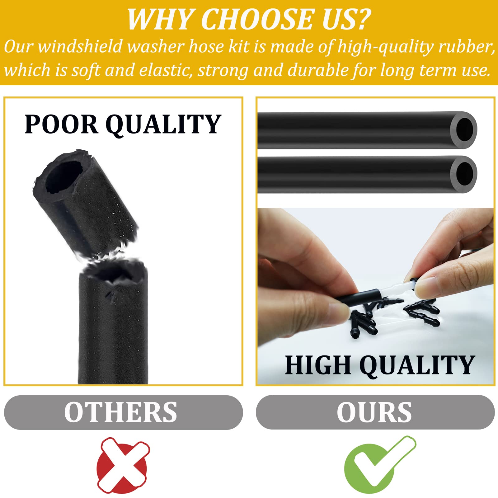 Windshield Washer Hose Repair Kit, Automotive Replacement Windshield Washer Hoses Connect Car Water Pump&Nozzles For Most Car Wi