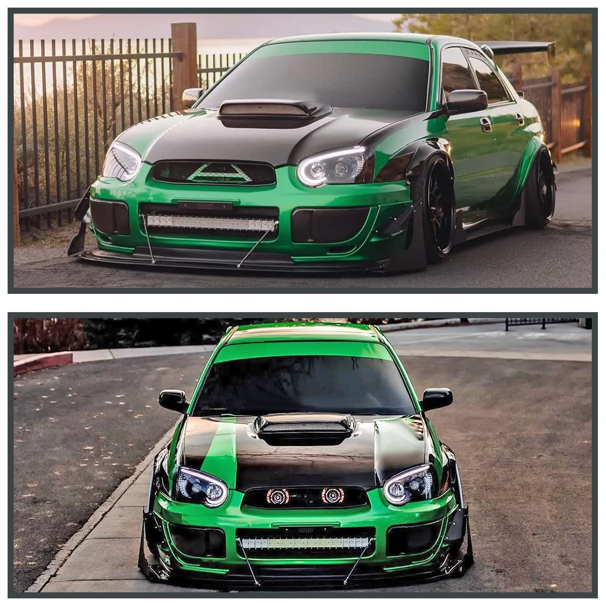 Spec-D Tuning Led Light Bar Black Housing Clear Lens Projector Headlights Compatible With 2004-2005 Subaru Impreza Rs/Wrx/Outbac