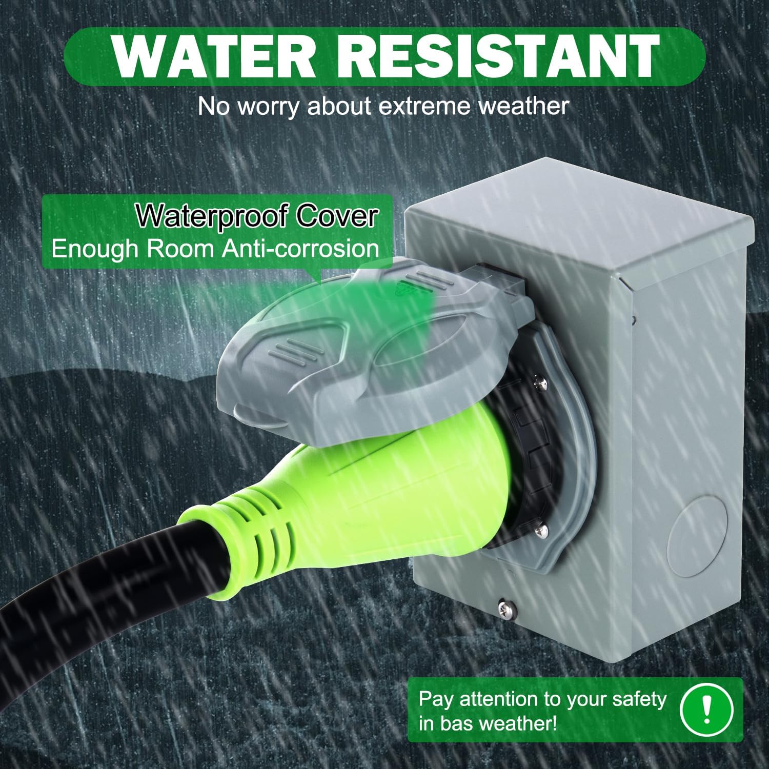 Gerguirry 50 Amp Generator Rv Power Inlet Box, Nema Ss2-50P Generator Plug With Interlock Cord, Nema 3R Power Inletbox For Outdoor Receptacle, Generator Power Inlet, Weatherproof