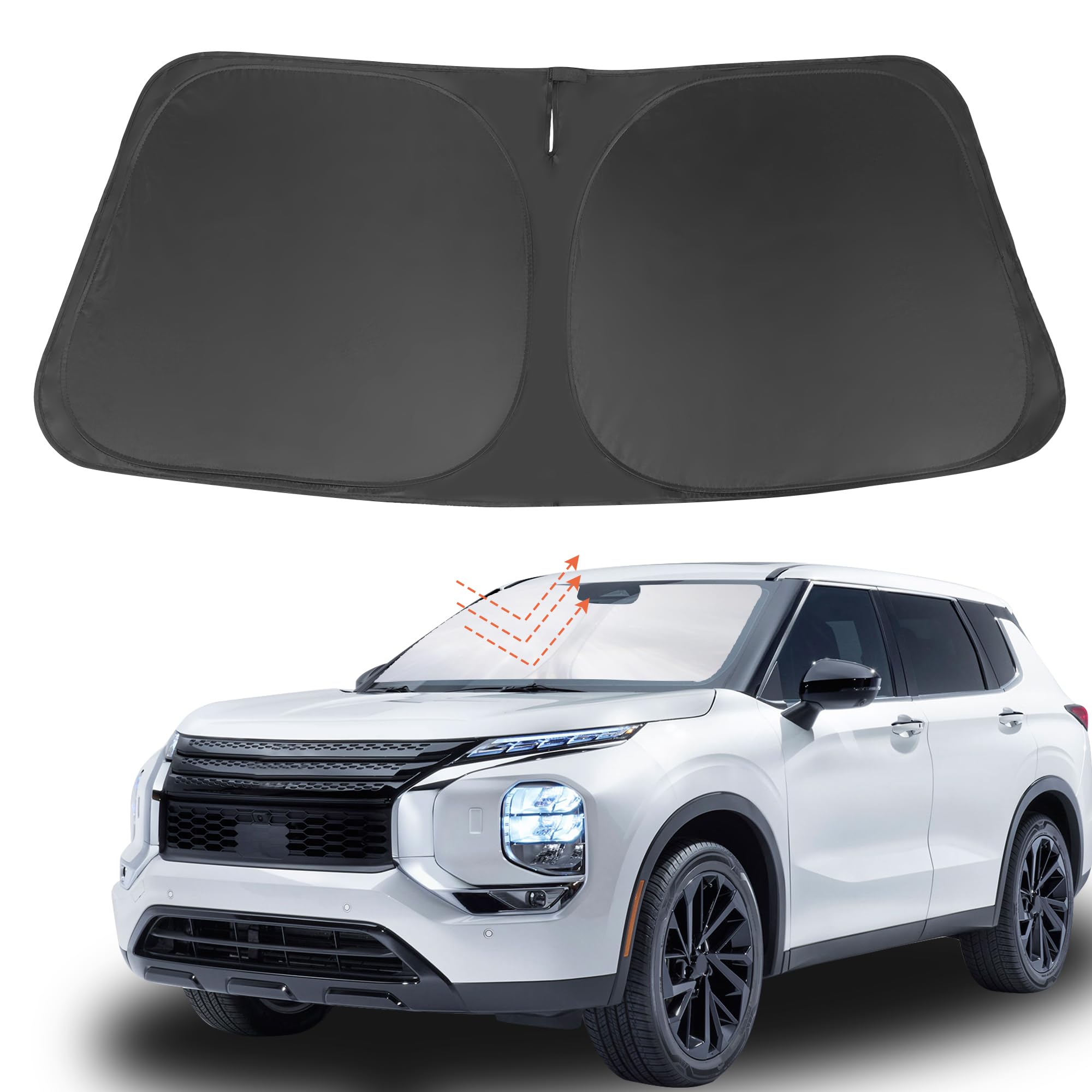 Yycke Windshield Sun Shade Accessories Compatible With Mitsubishi Outlander 2022-2025(Not For Outlander Sport) Foldable Sunshade
