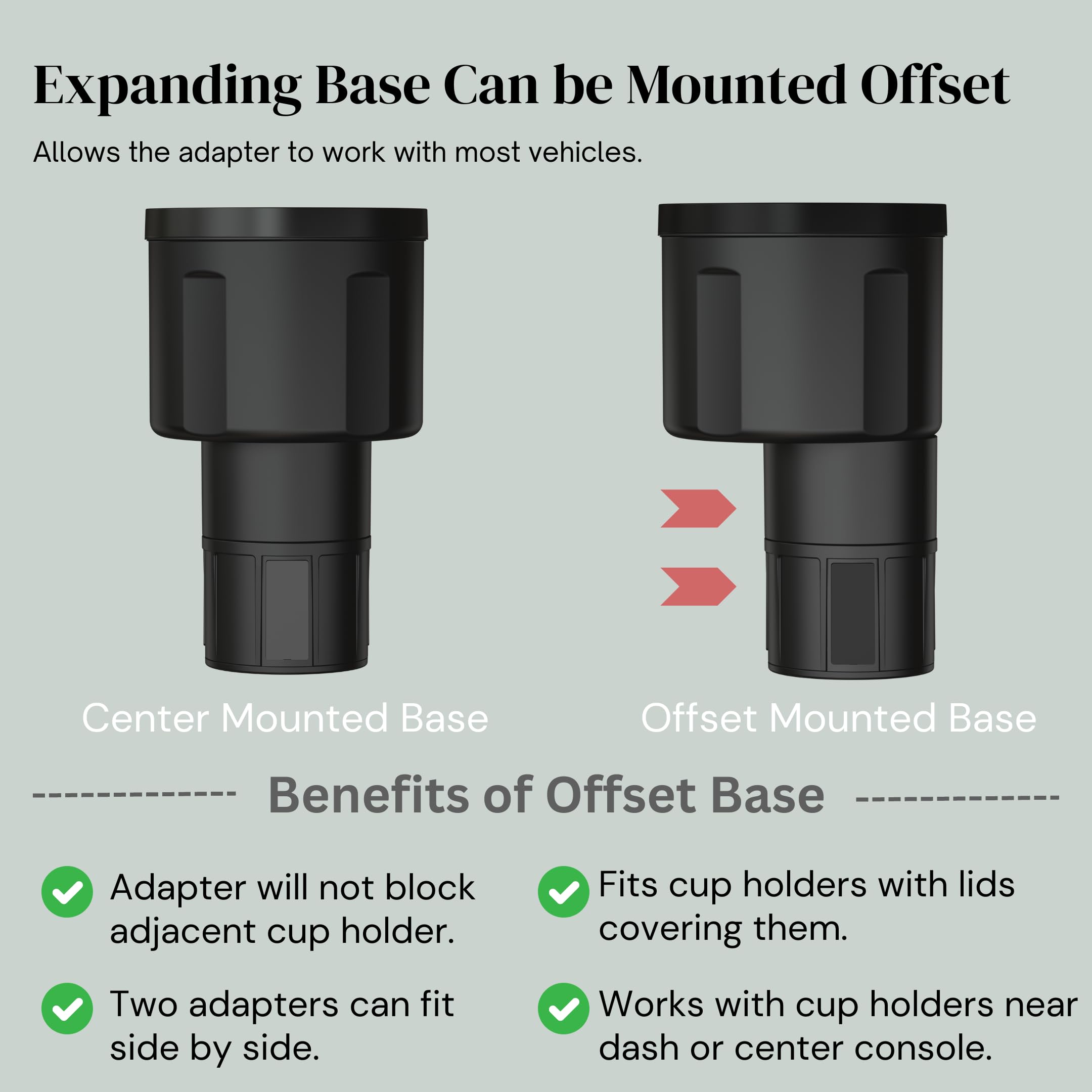 Swigzy Car Cup Holder Expander, Adjustable Expandable Insert Extender, Automotive Adapter Holds Hydro-Flask, Yeti, Nalgene, Owal