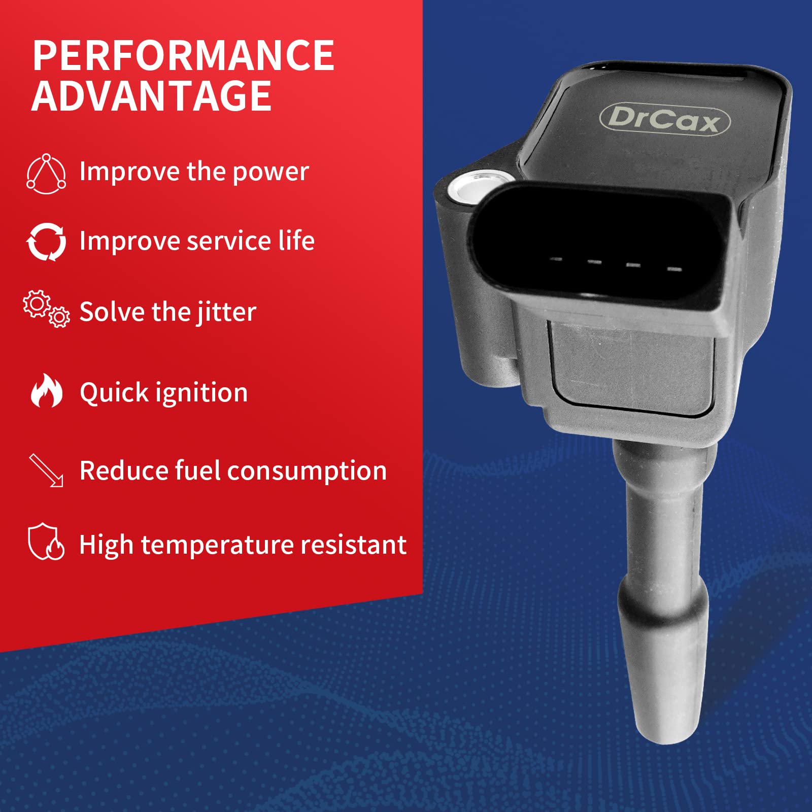 Drcax Oem Ignition Coil 06J905110G 06K905110K Compatible With Audi Beetle Golf Jetta - 1.8L 2.0L L4 Engines - 1 Pack