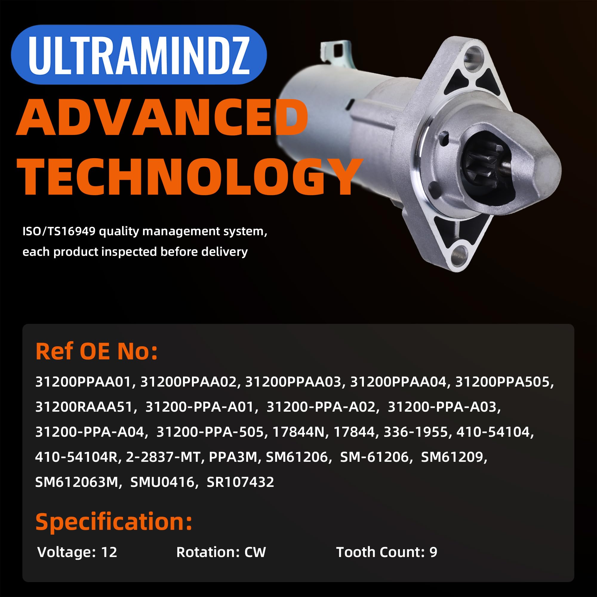 17844N Starter for Honda CRV 2002 2003 2004 2005 2006 L4 2.4L 31200-PPA-A04 31200-PPA-505 31200-PPA-A01 31200-PPA-A02 31200-PPA-