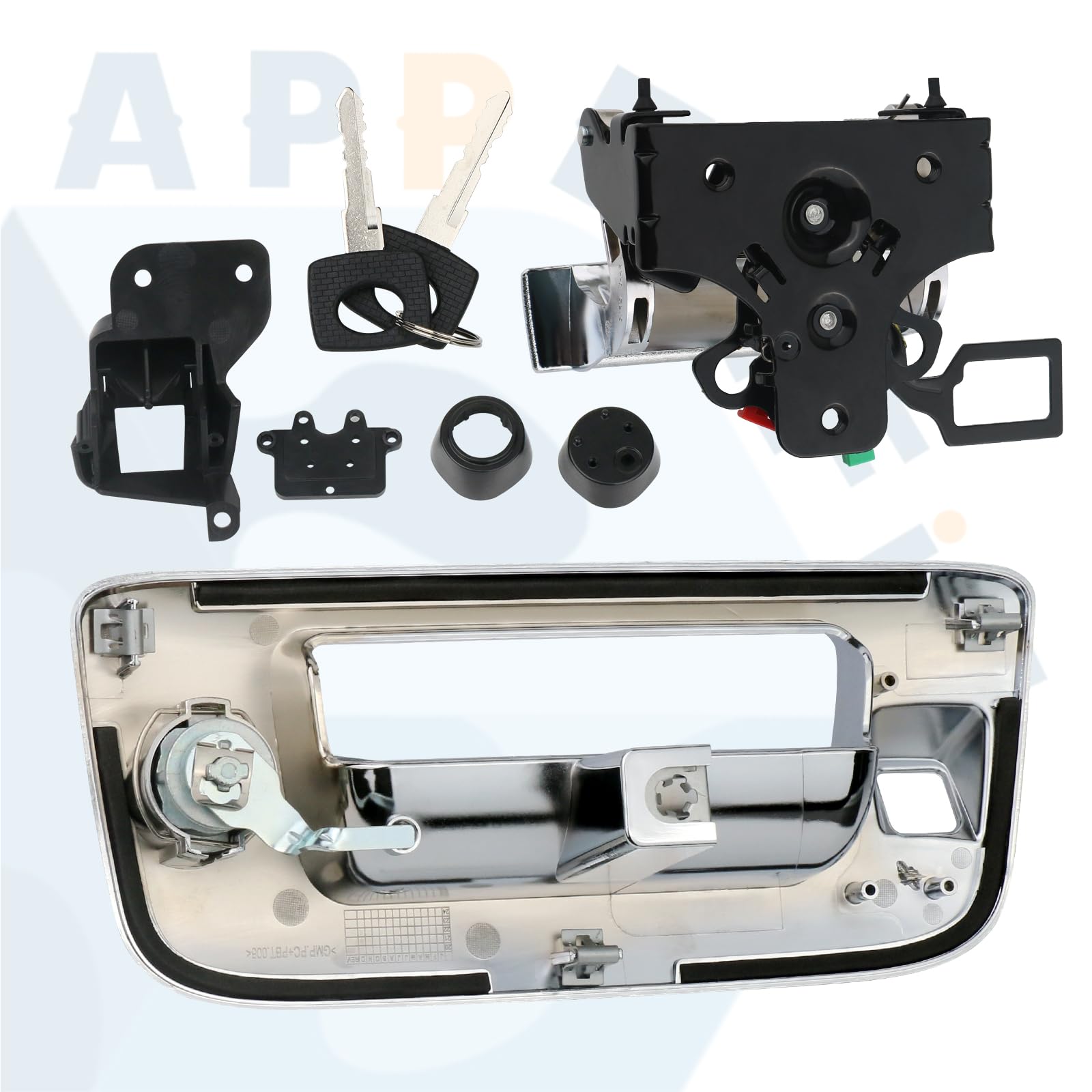 APPERFiT Locking Tailgate Handle Latch & Bezel w/Lock Cylinder & Backup Camera Hole Compatible with 2007-2014 Chevrolet Chevy Si