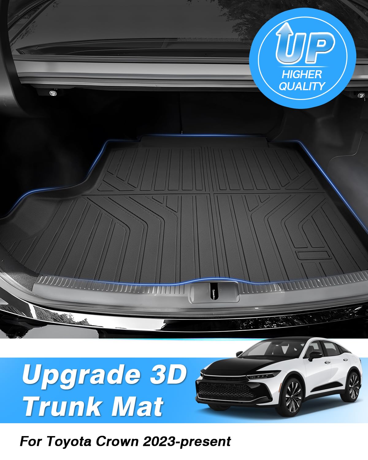 Powerty Trunk Mat For Toyota Crown 2023 2024 2025 Accessories Cargo Mats Tpe All Weather Cargo Liner Heavy-Duty Trunk Liners