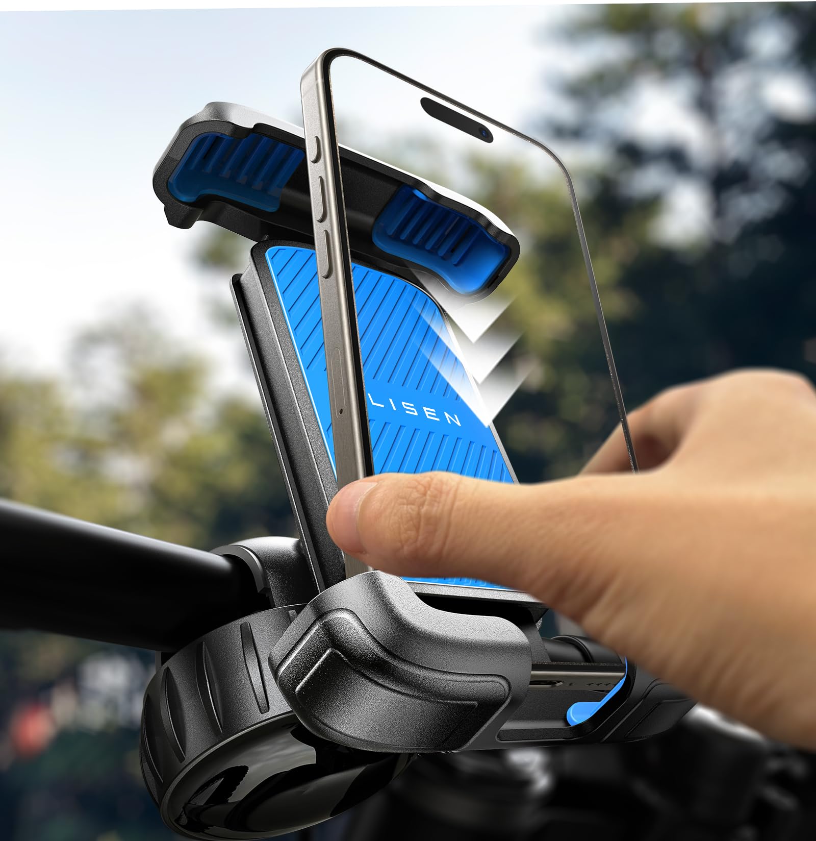Lisen Bike Phone Holder, [2024 Upgrade] Motorcycle Phone Mount, Bicycle Phone Holder, Handlebar Phone Mount, For Iphone Bike Mou