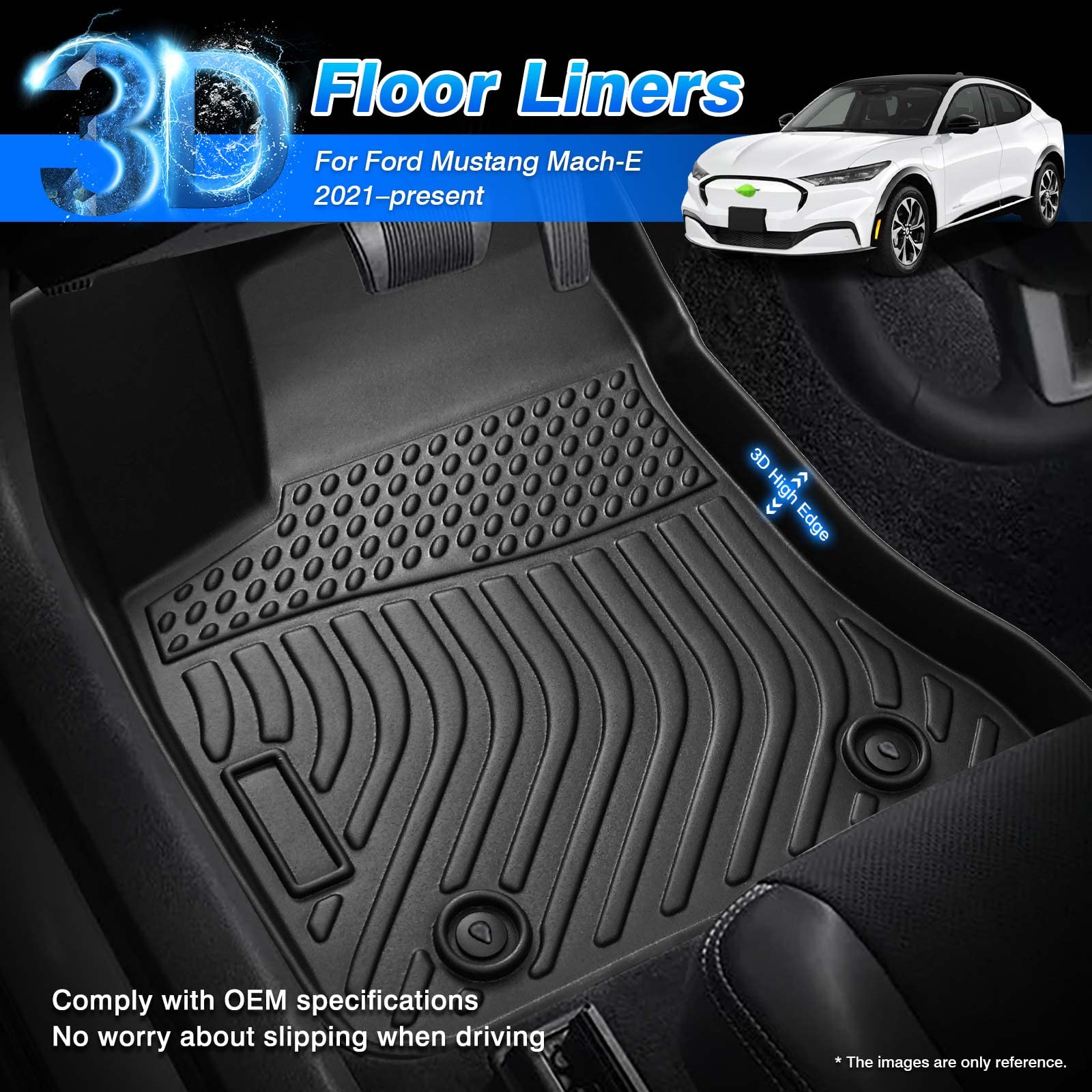 Cartist Custom Fit Floor Mats Ford Mustang Mach-E 2021 2022 2023 2024 2025 (Not For Ford Mustang), All Weather Floor Mats For Mu