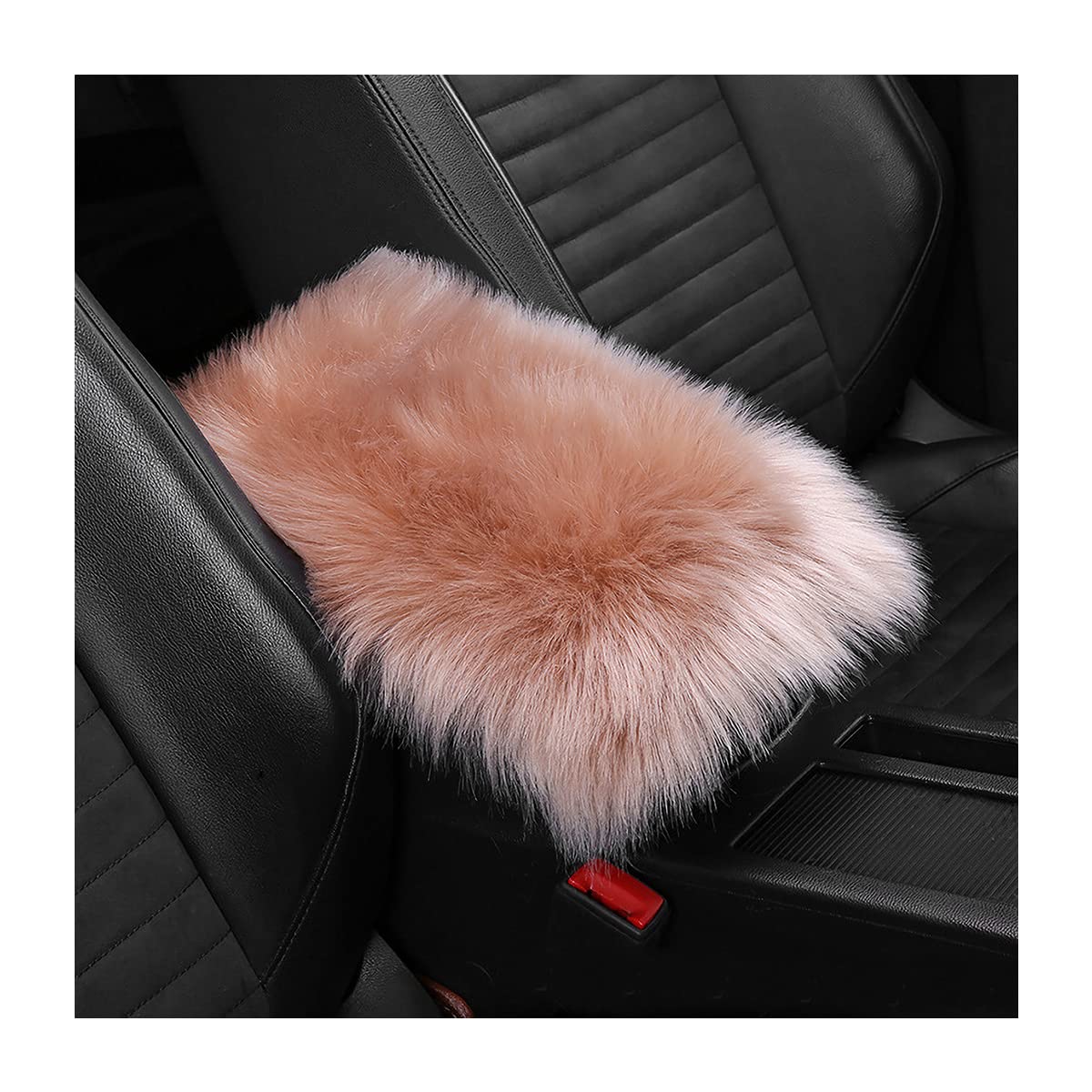 Furry Auto Center Console Cover Pad, 11.8'X7.8' Soft Sheepskin Wool Armrest Cushion, Fluffy Vehicle Armrest Seat Box Protector Warm In Winter, Car Interior Accessories For Women And Men (Light/Coffee)