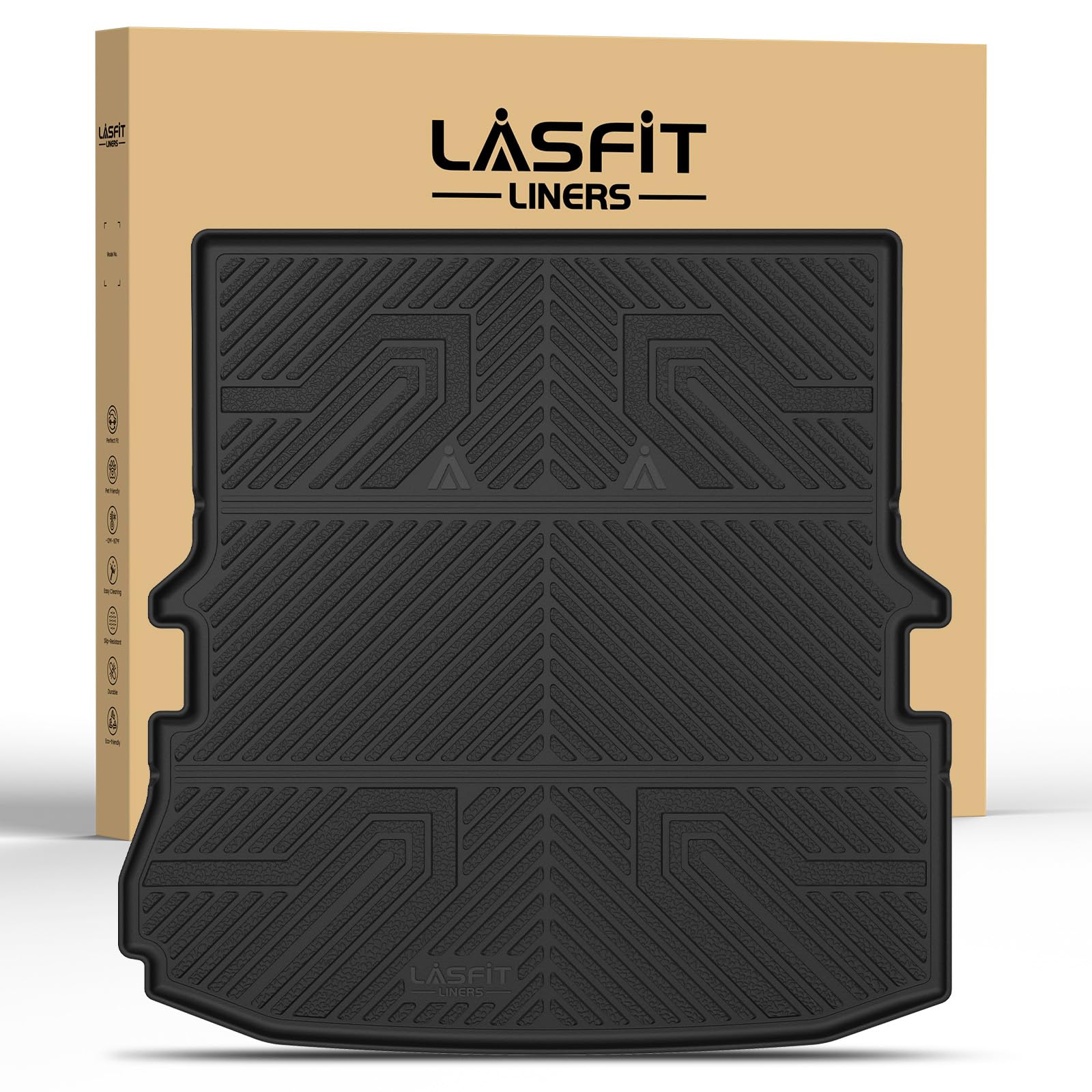 Lasfit Trunk & Backrest Mat For Ford Explorer 2015-2019, Custom Fit All Weather Protector Tpe One-Piece Design Easy Installation