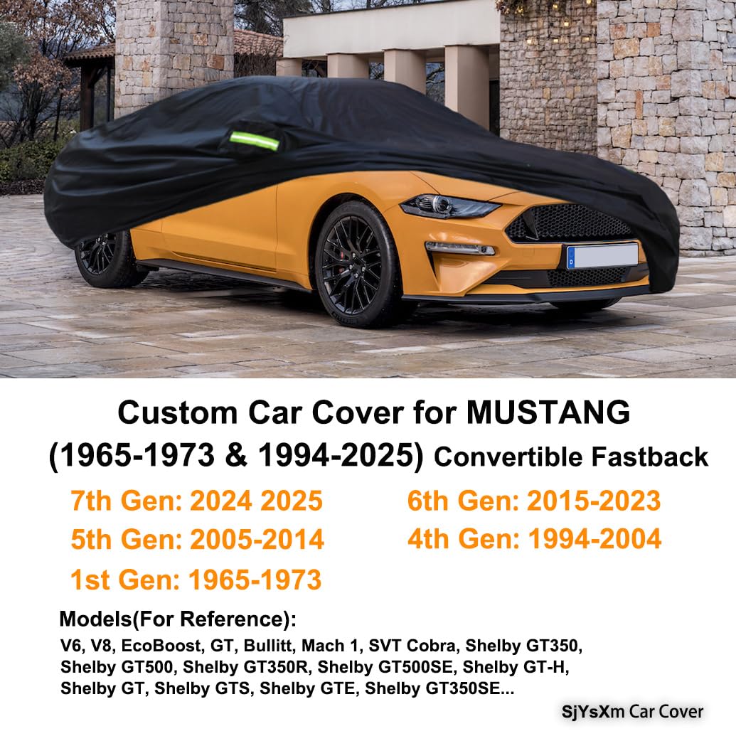 Sjysxm Custom Car Cover Compatible With Ford Mustang 1994-2025 1965-1973, Waterproof All Weather Rain Sun Snow Cover For Mustang