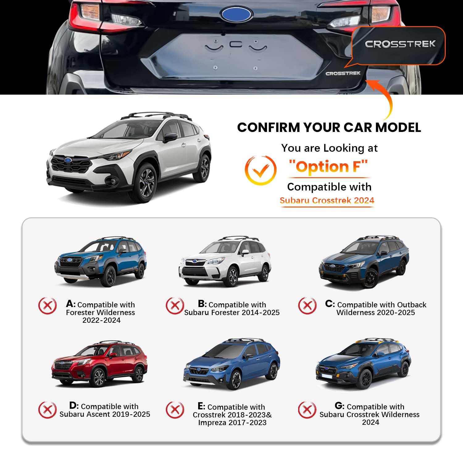 Hmmtyrack Car Roof Rack Cross Bars Compatible With Subaru Crosstrek 2024 (Not For Wilderness), Aluminum Roof Rails Crossbar With