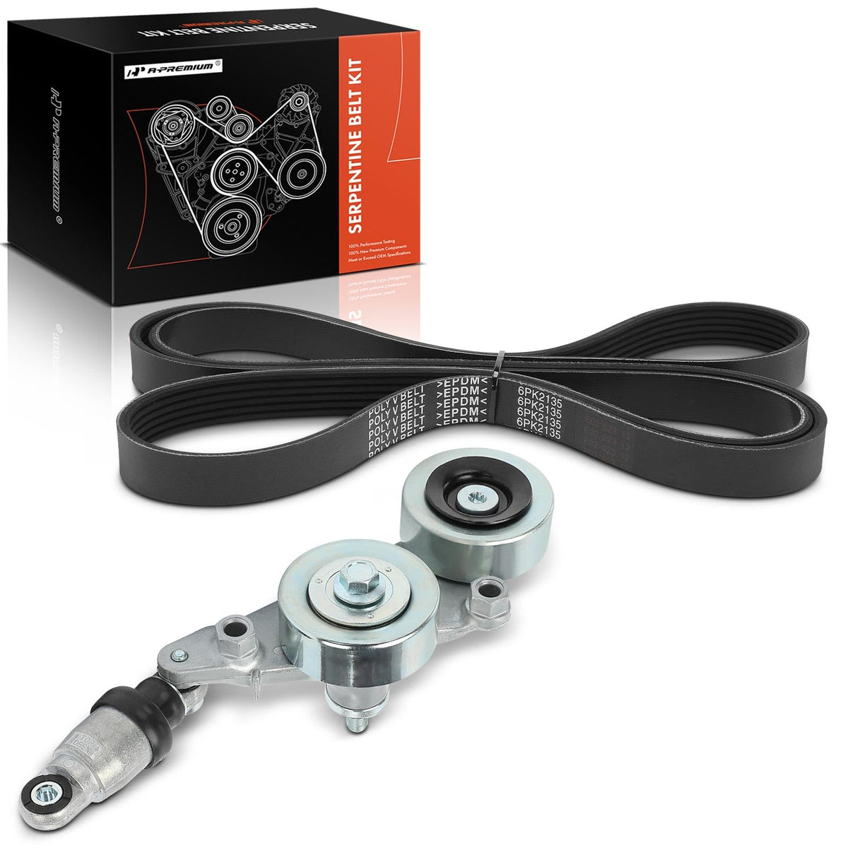 A-Premium Serpentine Drive Belt Kit with Tensioner Compatible with Honda Cars - Accord 2008-2010, Accord Crosstour 2010, Pilot 2