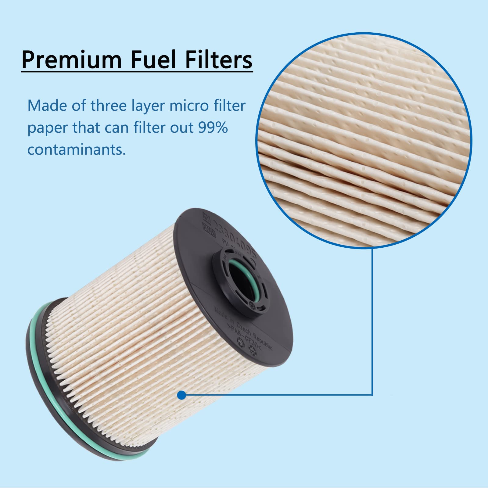 Piwerod TP1015 Fuel Filter for 6.6L Duramax Diesel - Fits 2017-2021 Silverado/Sierra, 2014-2018 Cruze, Includes Seals,