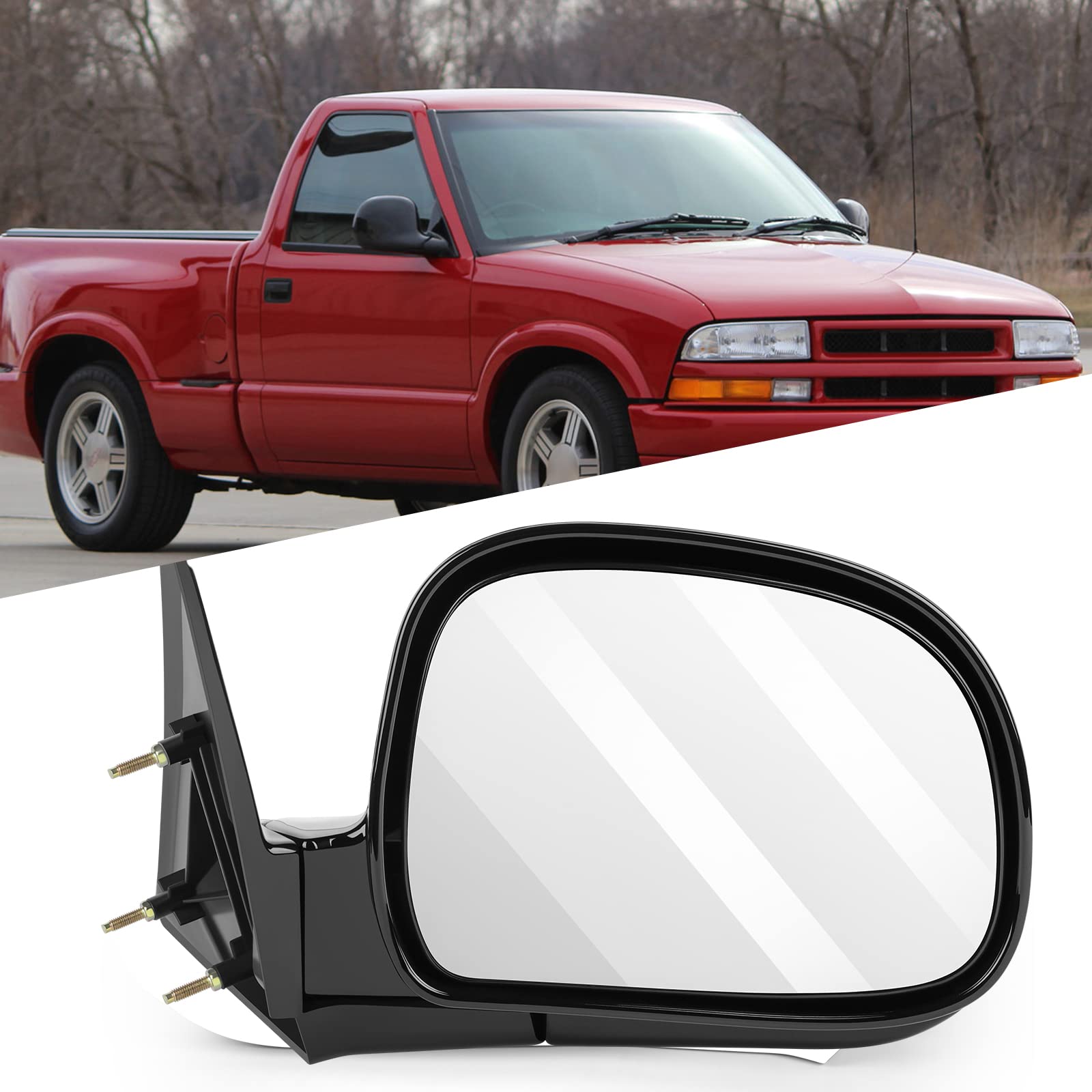 ITOPUP Side View Mirror Fit for 1994-1998 For Chevy Blazer S10 For GMC Jimmy S-15 For GMC S-15 Sonoma with Manual Fold Non-heate