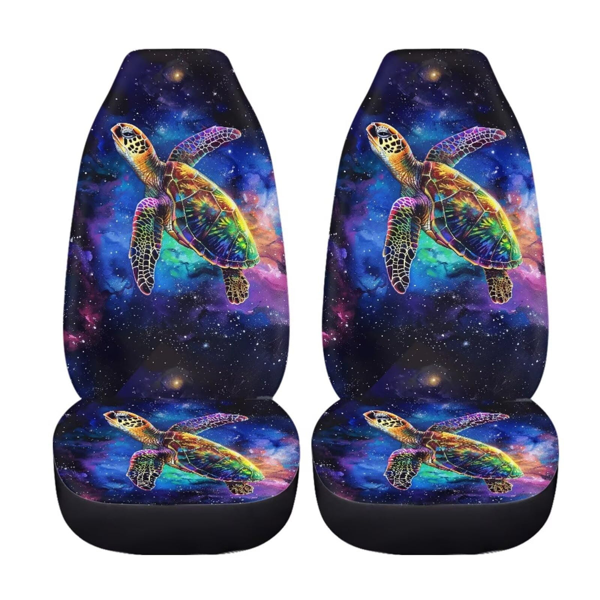 Bigcarjob Galaxy Night Car Seat Covers Set For Front Only Sea Turtle Print Car Interior Accessories Cute Seat Protector For Cars