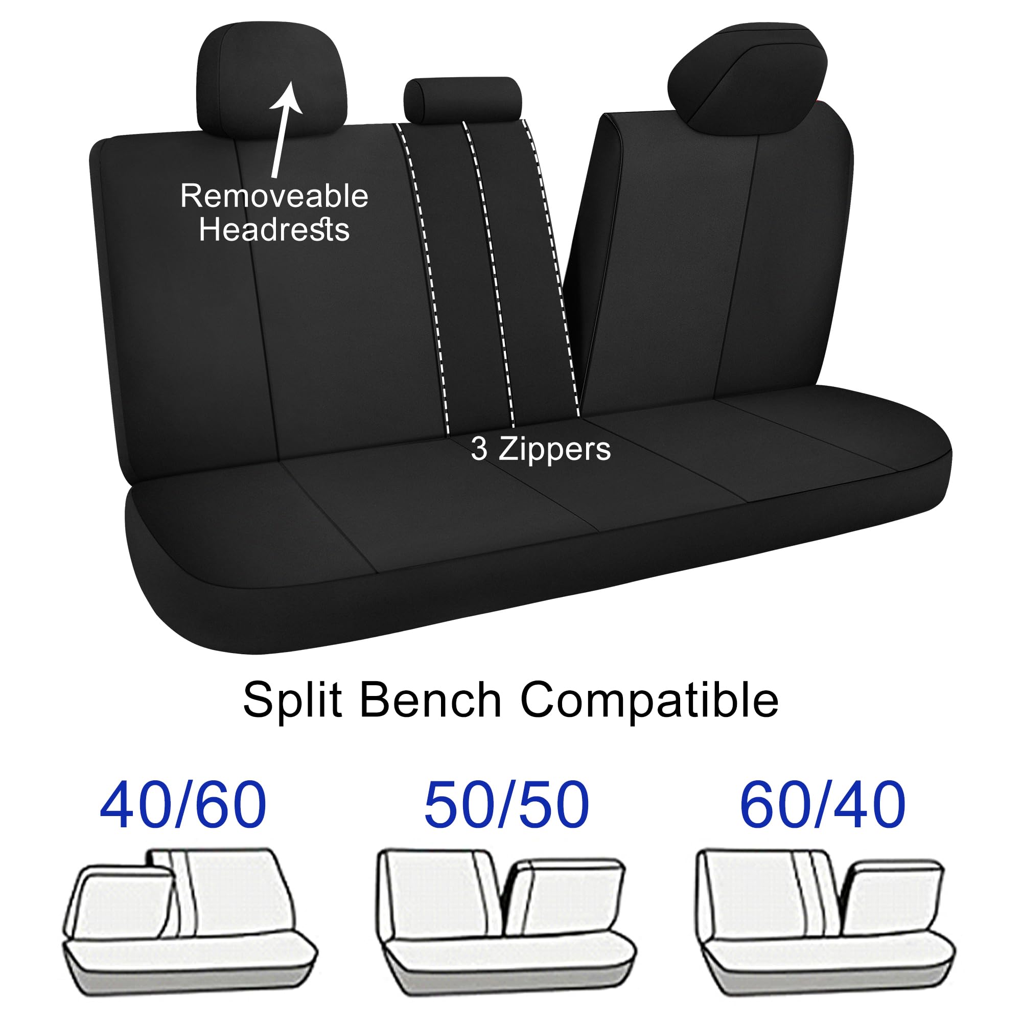 Caromop Waterproof Car Seat Cover Full Seats, Neoprene Seat Covers For Cars,Split Bench Compatible Car Interior Covers, Universa