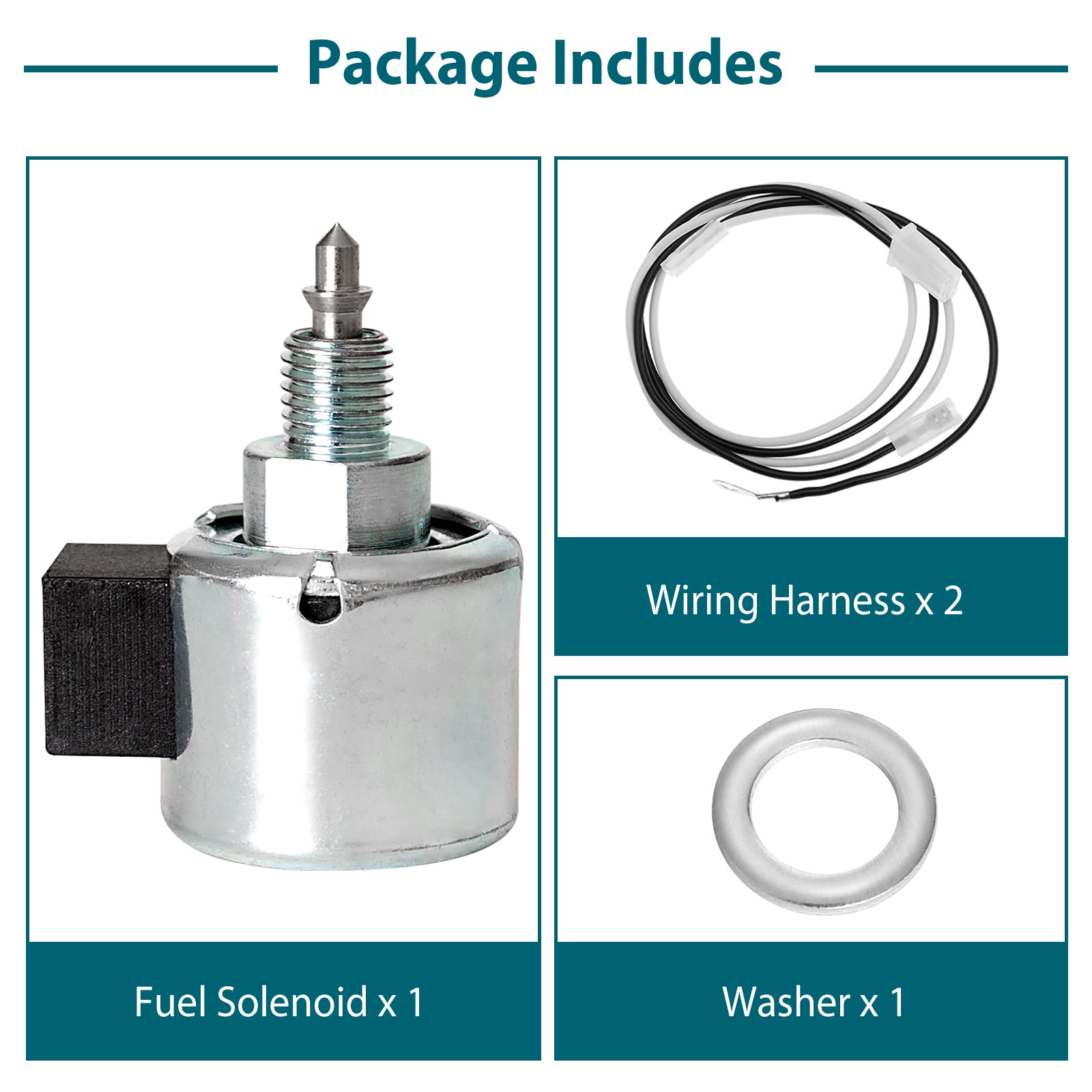 CLSR2U 846639 Fuel Shut-Off Solenoid for B&S Engine - Compatible with John Deere, Husqvarna, Craftsman Mowers - Silver with Wiring Harness