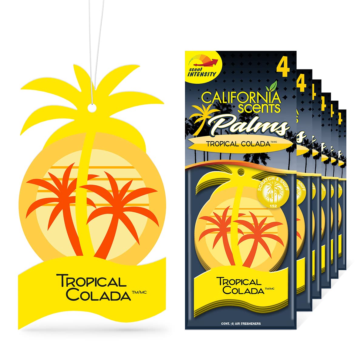 California Scents Hanging Palms Air Freshener, Tropical Colada, 24 Count