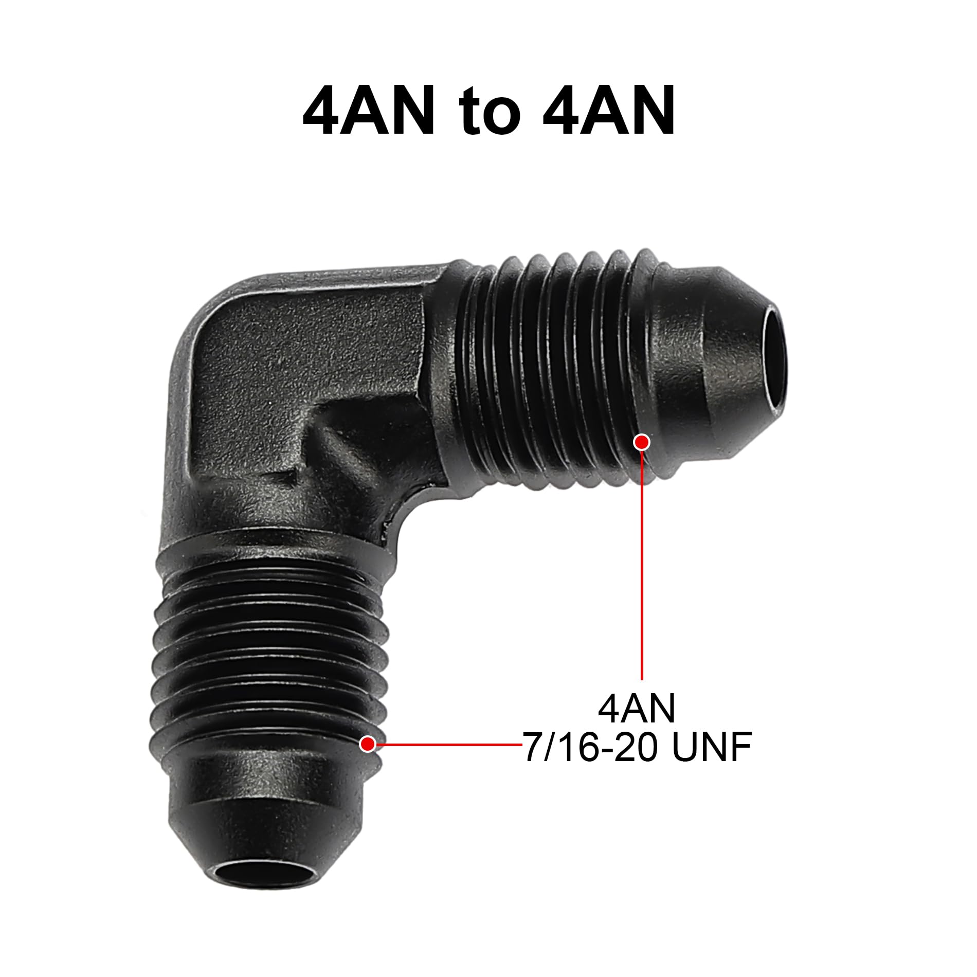 EVIL ENERGY 4AN Male to Male Flare 90 Degree Union Coupler Fitting Coupling Aluminum Black