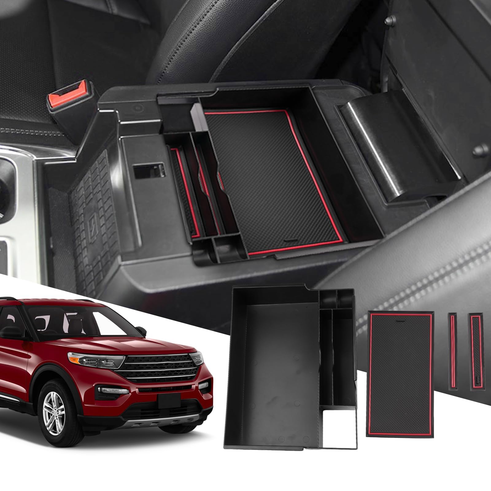 SXCY for 2024 2020-2023 Ford Explorer Center Console Organizer for Ford Explorer 2023 2024 Accessories Console Tray for 2023 202