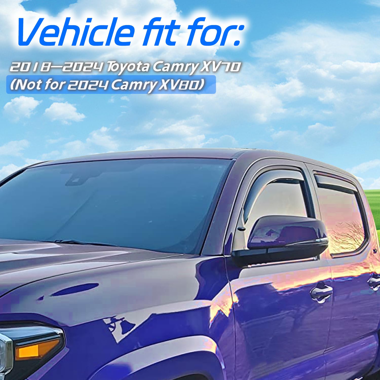 in-Channel Rain Guards for Toyota Camry 2018 2019 2020 2021 2022 2023 2024, Extra Durable Side Window Visors Deflectors, Smoke T