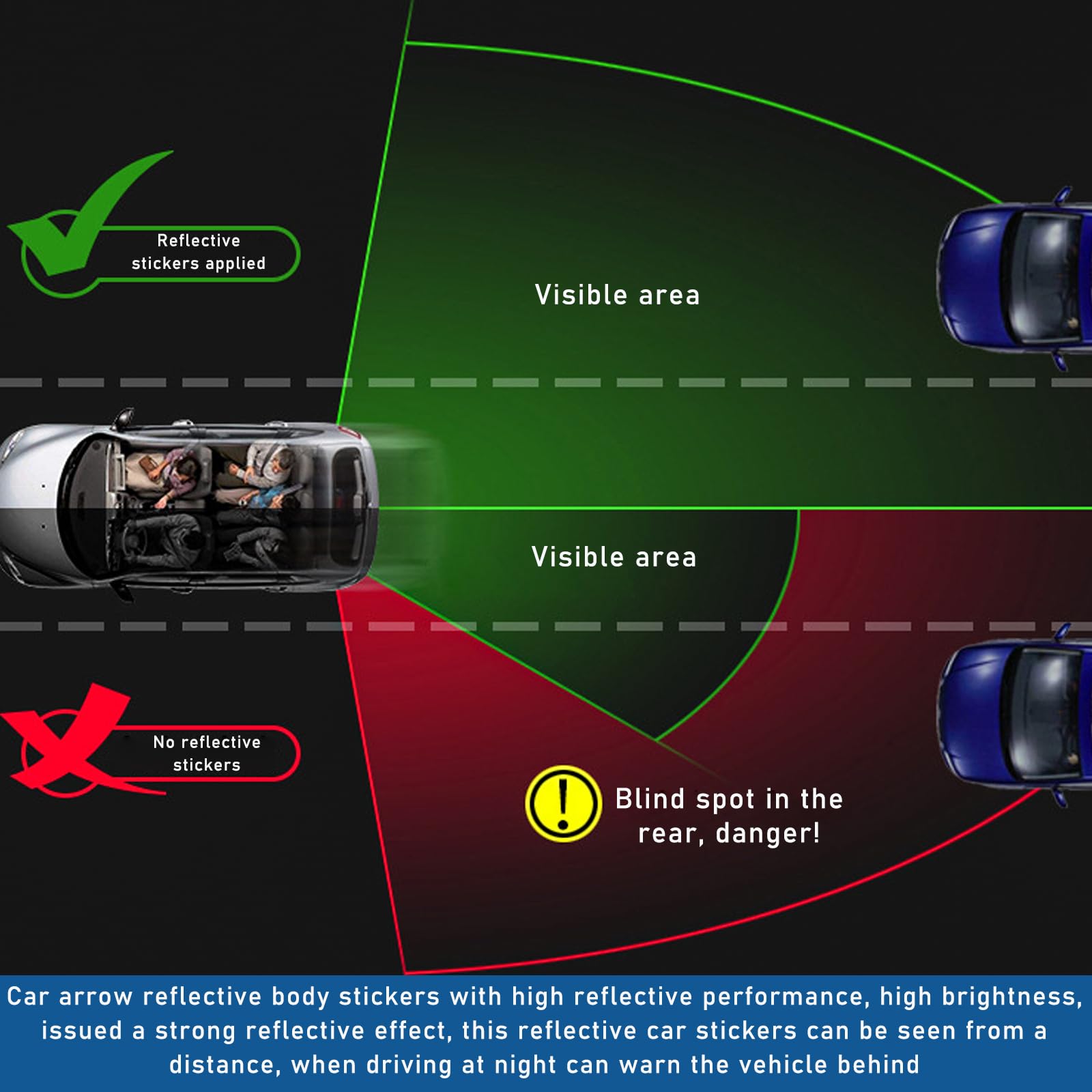 Sylvil 20 PCS Car Arrow Reflective Stickers, Waterproof Safety Warning Sign Reflective Decal, High Night Visibility Reflector Ta