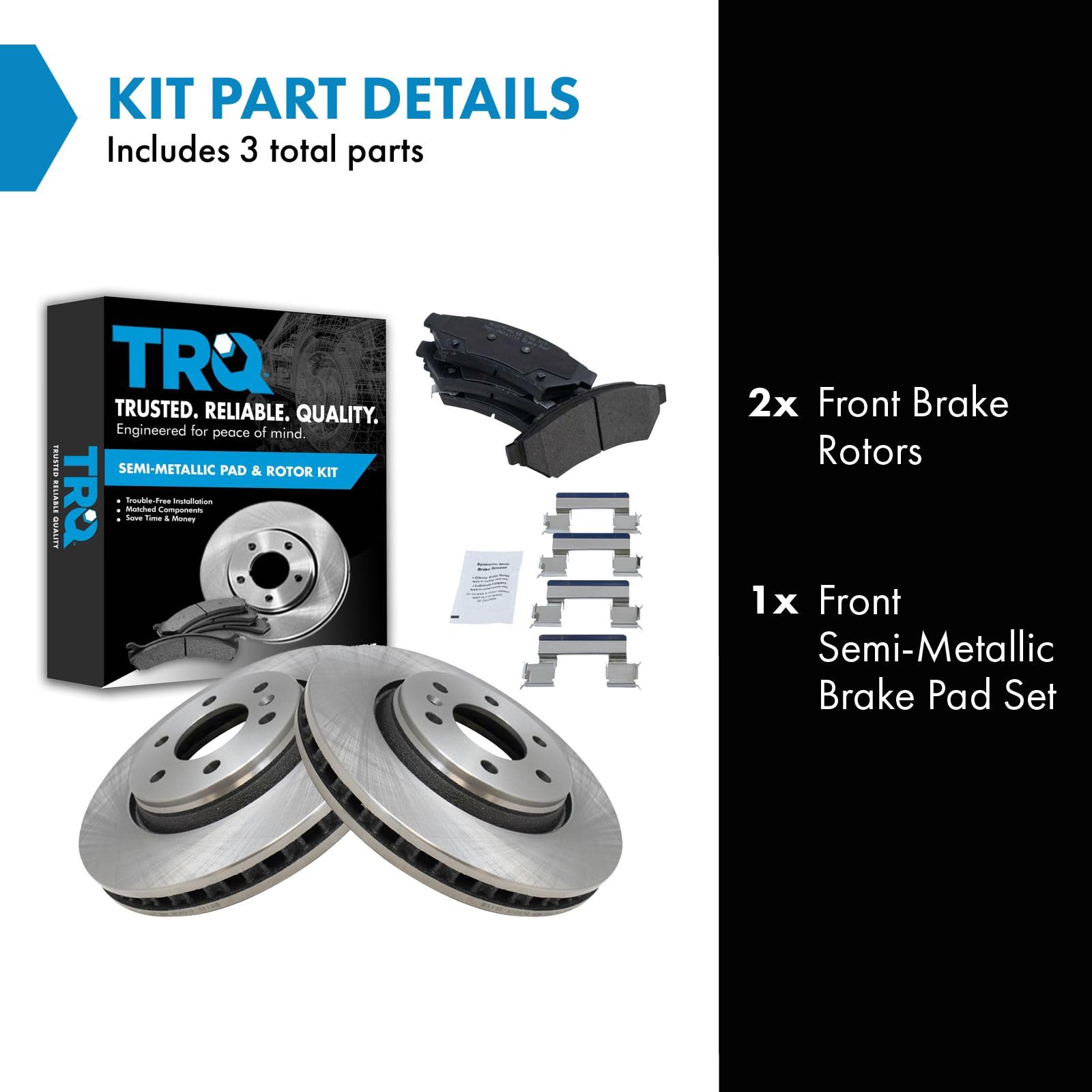 Trq Front Brake Pad & Rotor Kit Brake Pads Brake Rotor Semi-Metallic Compatible With 2006-2007 Buick Terraza 2006-2008 Chevrolet