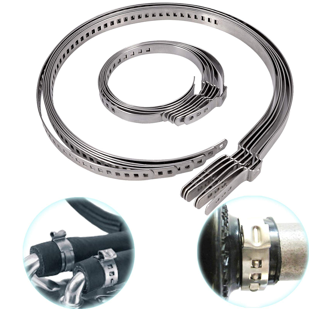 Febrytold 12 Pcs Cv Boot Clamp, 6 Pcs Small And 6 Pcs Large Stainless Steel Universal Adjustable Stainless Steel Drive Shaft Cv 