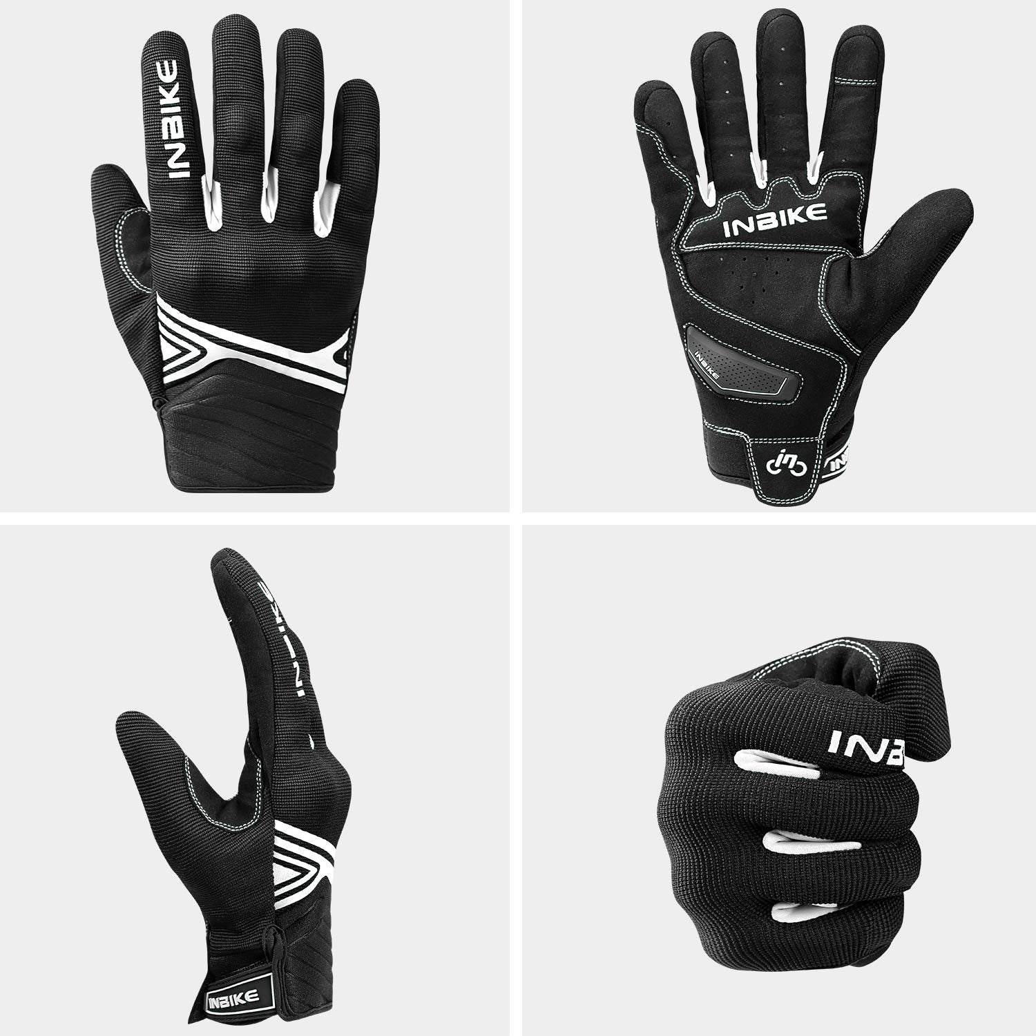 Inbike Breathable Mesh Motorcycle Gloves Touchscreen With Tpr Palm Pad Hard Knuckles Black White Large