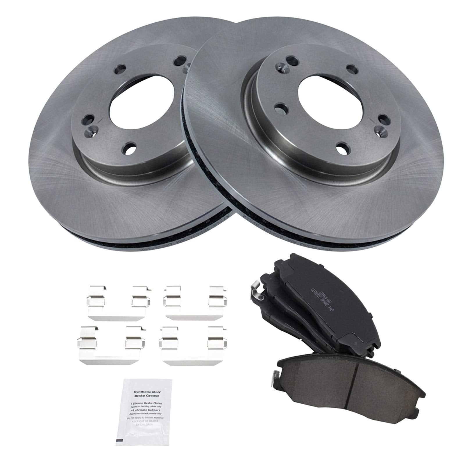 Trq Front Brake Pad & Rotor Kit Brake Pads Brake Rotor Ceramic Compatible With 2001-2005 Hyundai Santa Fe