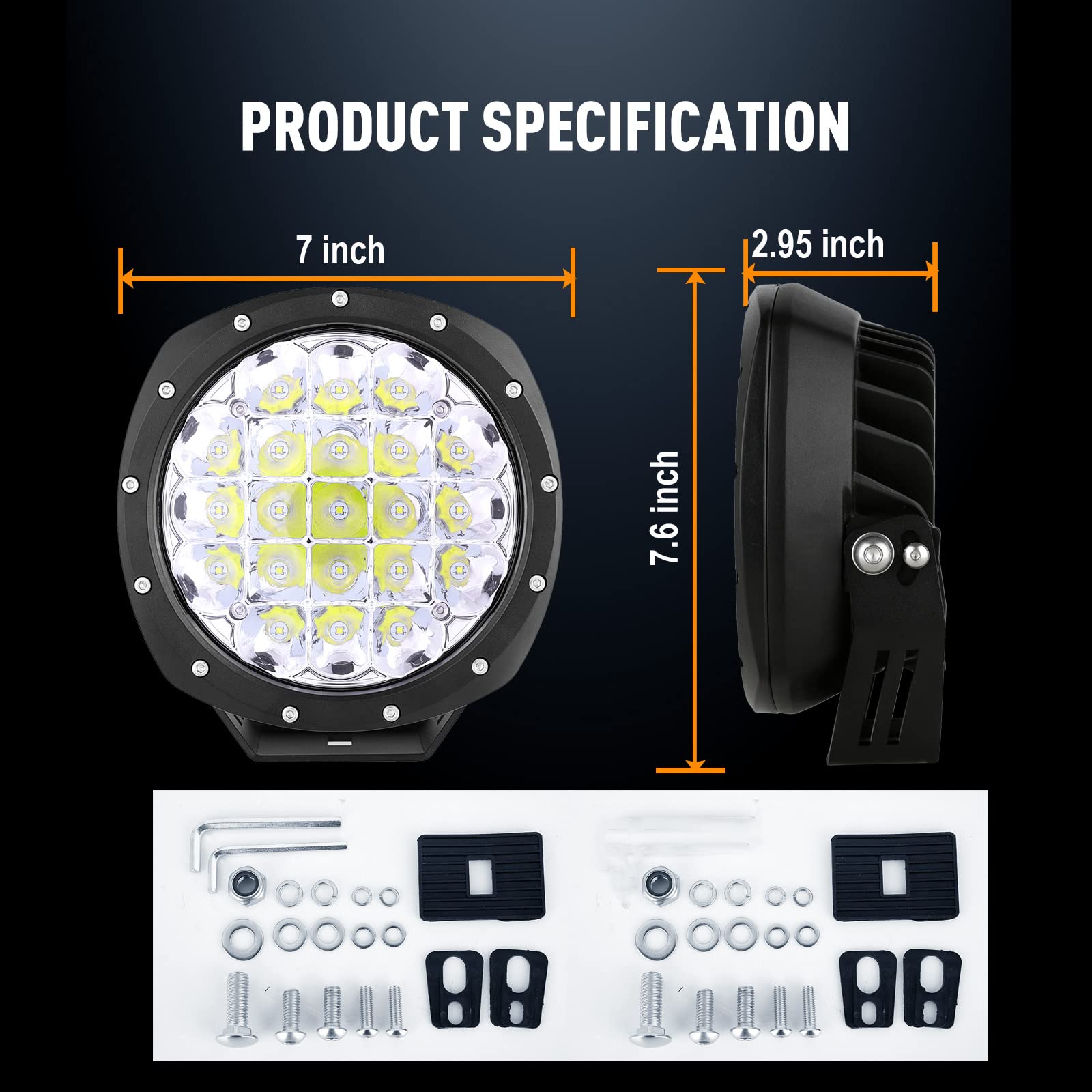 Biglion.X 7Inch Round Led Offroad Lights 2Pcs 210W 32000Lm Super Bright Led Off Road Lights Driving Lights Round Waterproof Ip68