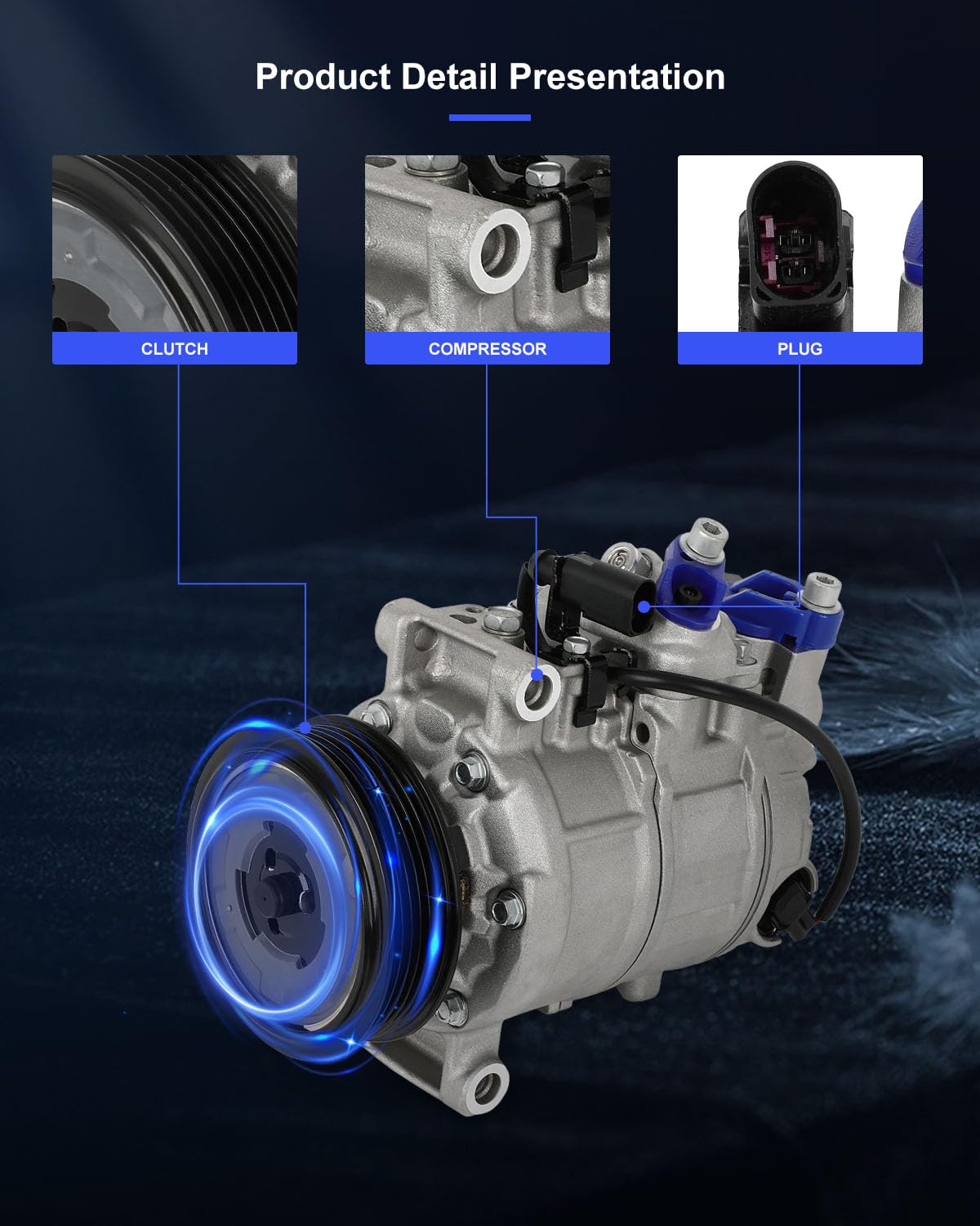 Eccpp A/C Compressor With Clutch 2005-2018 Fit For Audi A3 A4 A5 A8 Quattro Q7 1.8L 2.0L 3.0L Ac Compressor