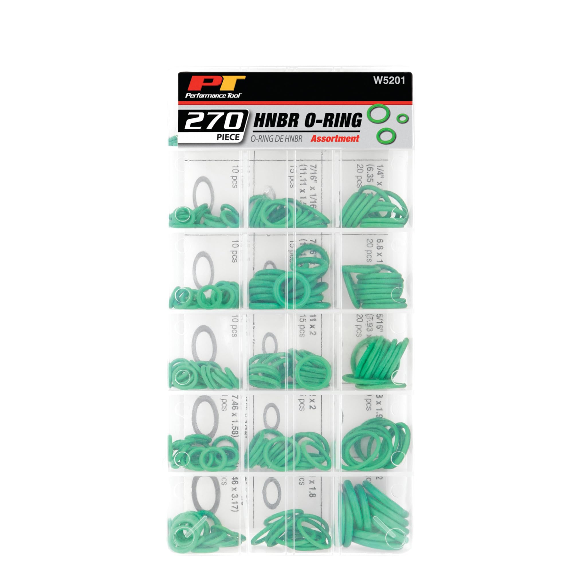 Performance Tool W5201 Hnbr O-Ring Assortment In Organizing Case For Vehicle And Tool Repair (270-Pc)