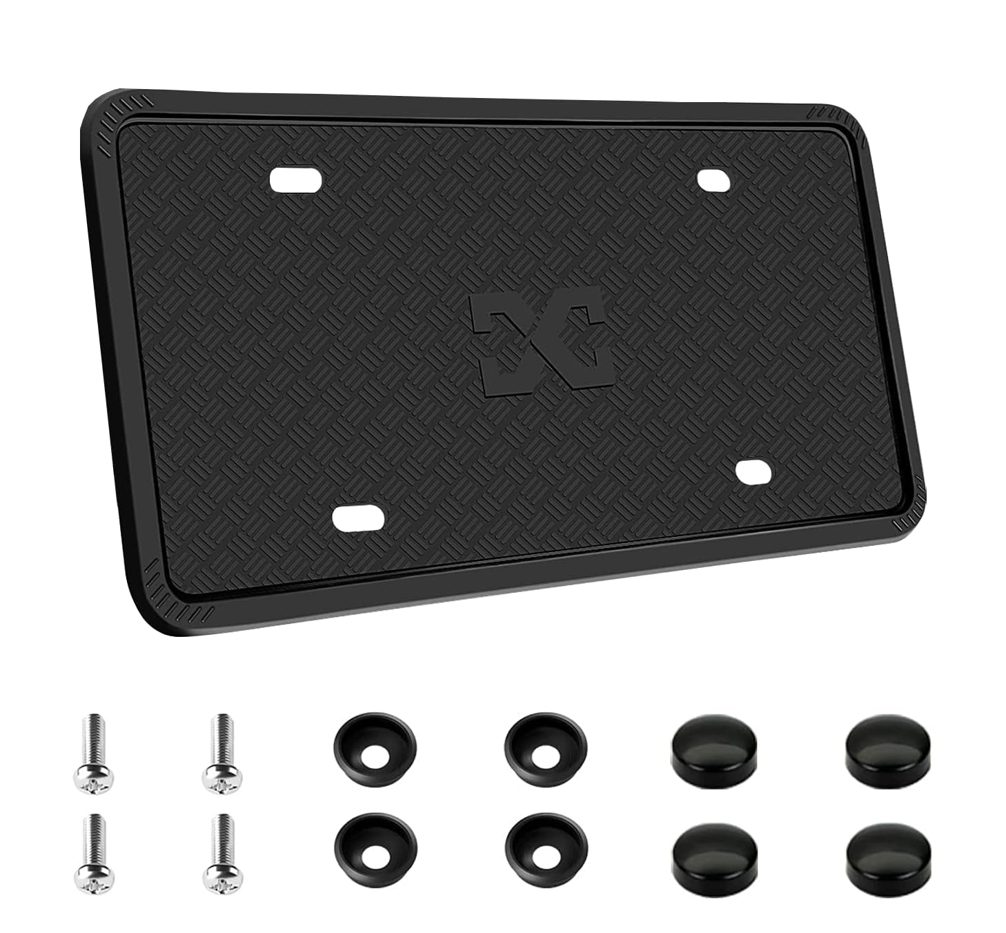 Xclpf Silicone Black License Plate Frame Covers 1 Pack- Front And Back Car Plate Bracket Holders. Rust-Proof, Rattle-Proof, Weat