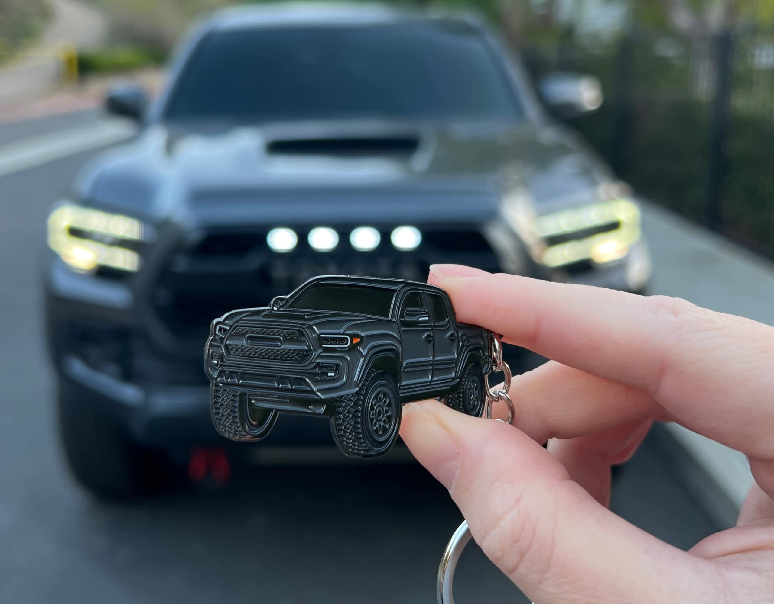 Four Wheel Beast Tacoma Keychain - Tacoma Accessories 2016-2022 Mods For Pro Sport Off Road Cool Key Chain Fob Cover 3Rd Gen Toy Truck (Magnetic Gray)