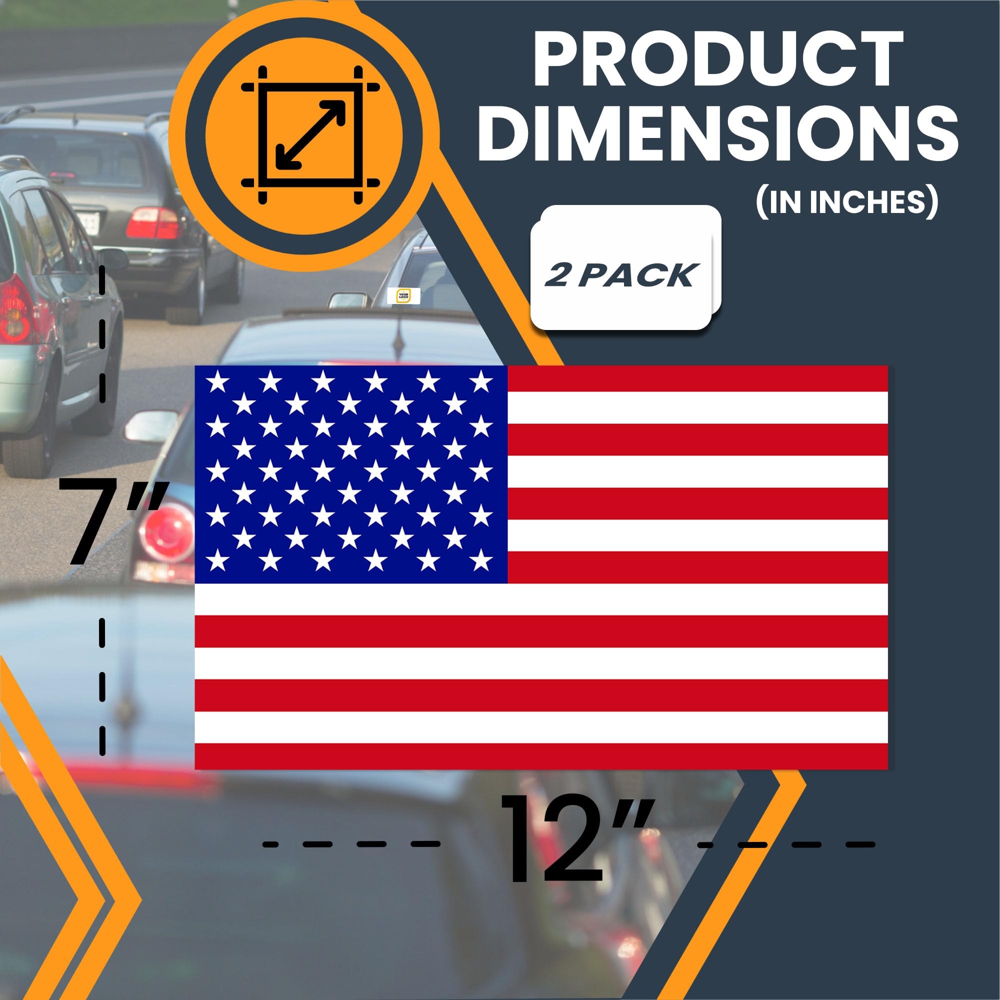 Magnet Me Up American Flag Magnet Decal, 7X12 Inches, 2 Pack, Red White And Blue, Heavy Duty Automotive Magnet For Car Truck Suv